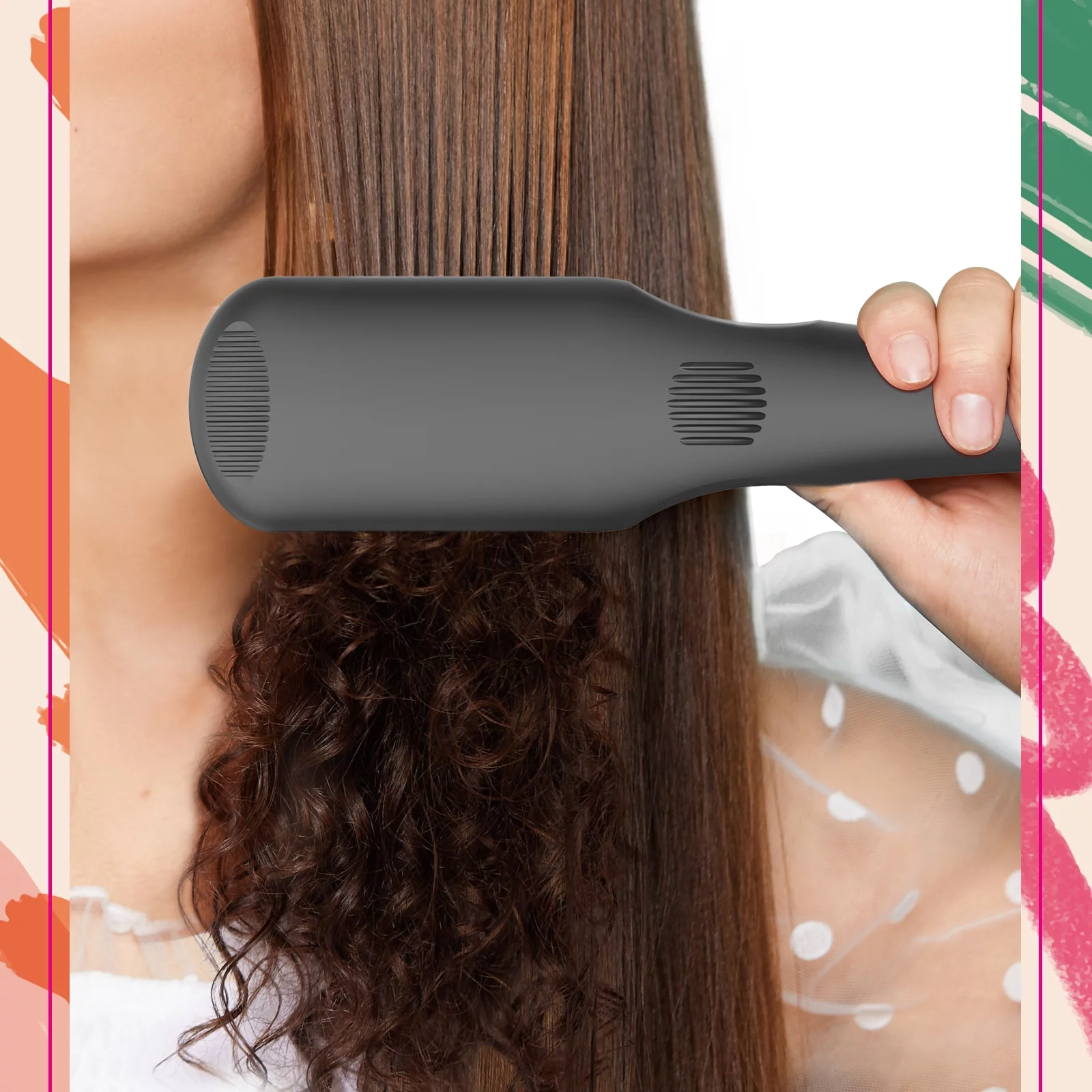 TYMO Ionic Hair Straightener Brush – Enhanced Ionic Straightening Brush with 16 Heat Levels for Frizz-Free Silky Hair, Anti-Scald & Auto-off Safe & Easy to Use