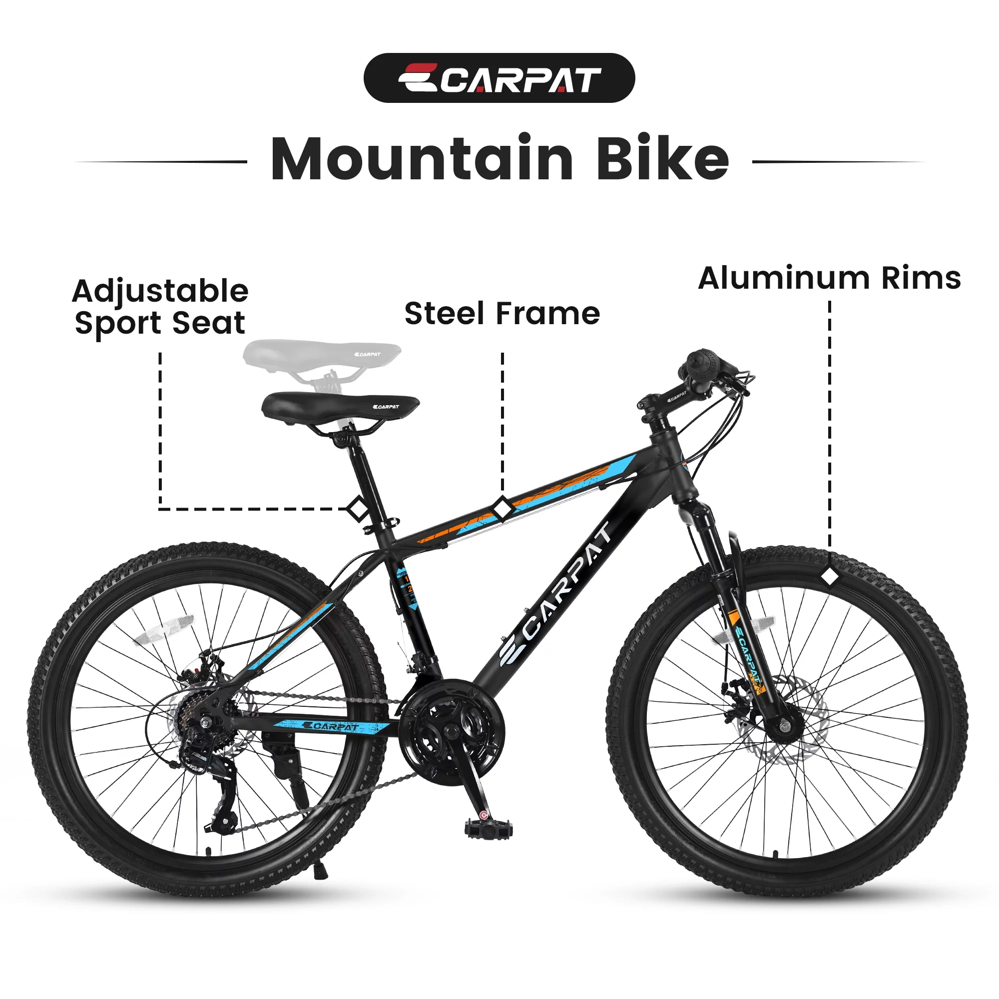 26 inch Mountain Bike for Men, Adult Mens Bike with 21 Speed & Disc Brakes