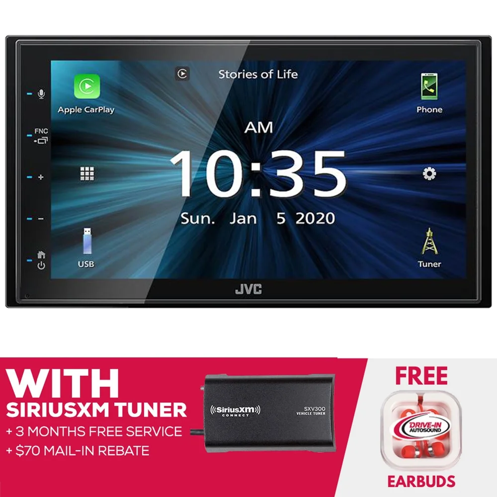 New JVC KW-M560BT 6.8″ Multimedia Receiver (Does not play CDs) with SiriusXM Tuner