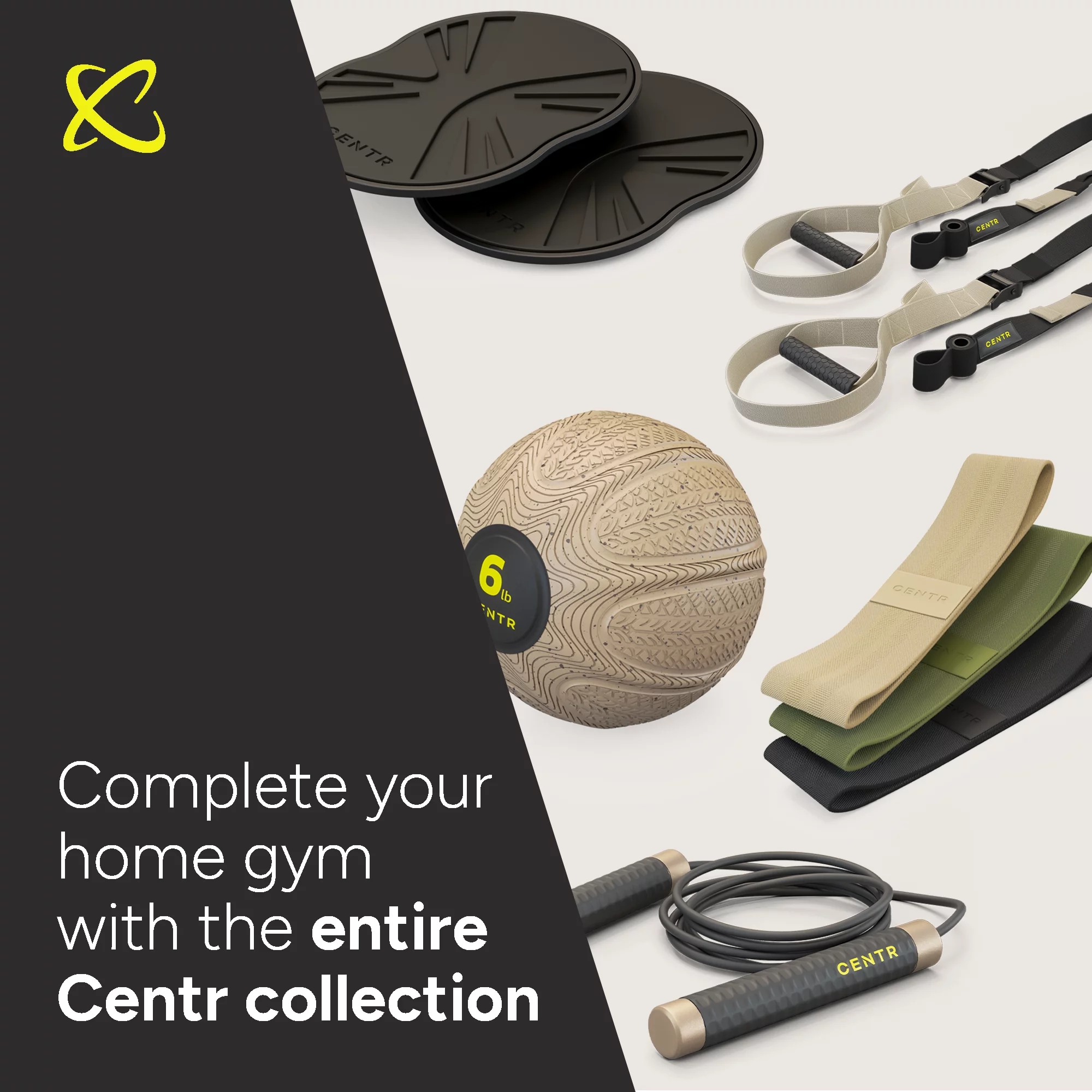 Centr by Chris Hemsworth Fabric Resistance Bands, 3 Piece Set Light Medium and Heavy with 3-Month Centr Membership