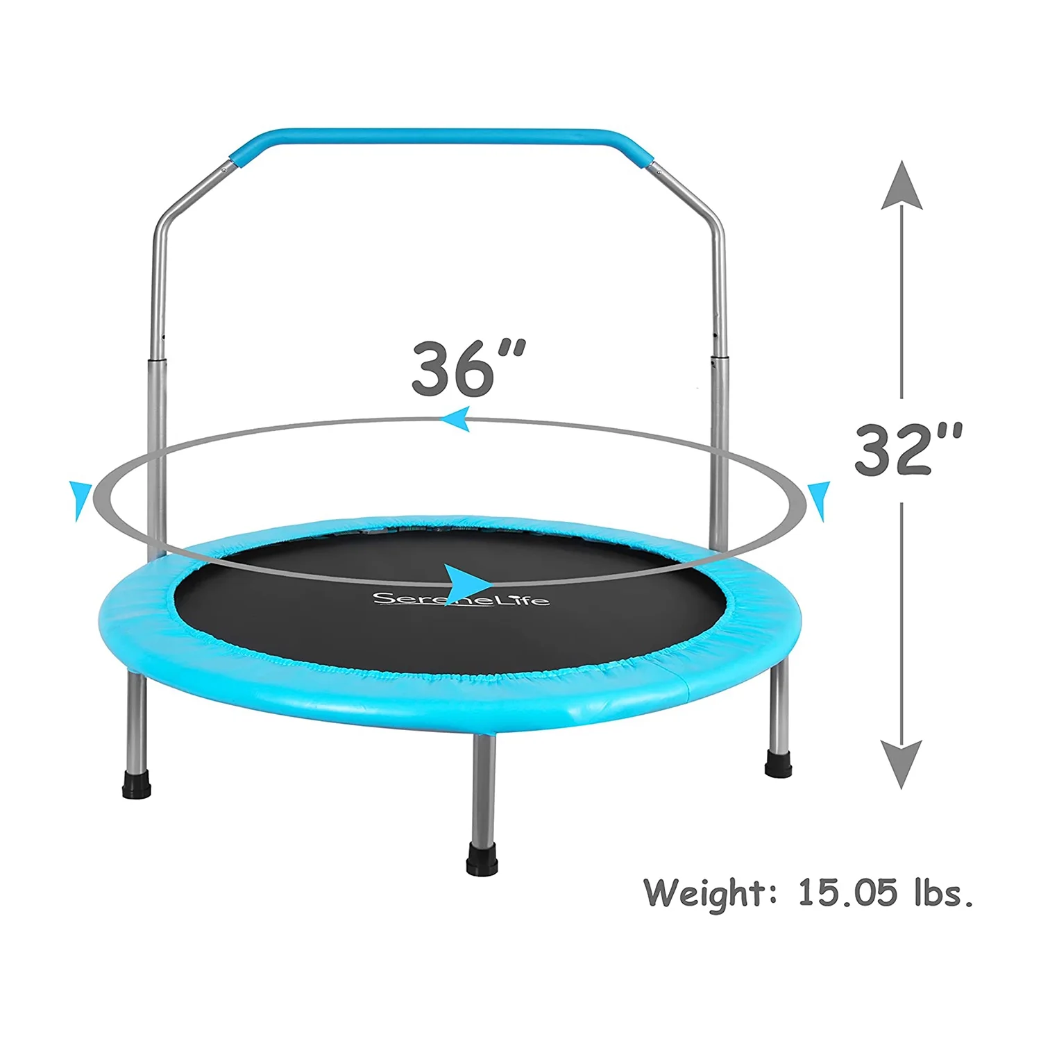 SereneLife 36 Inch Kids Indoor Outdoor Fitness Trampoline w/ Padded Frame Cover