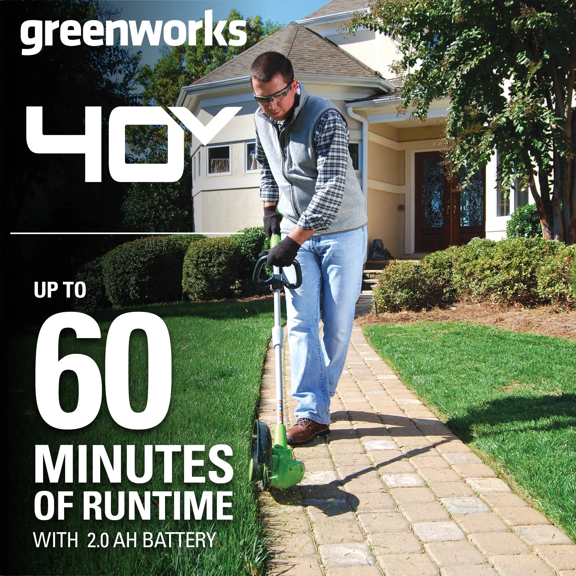 Greenworks 40V 13″ Cordless String Trimmer/Edger with 2.0 Ah Battery & Charger 21302