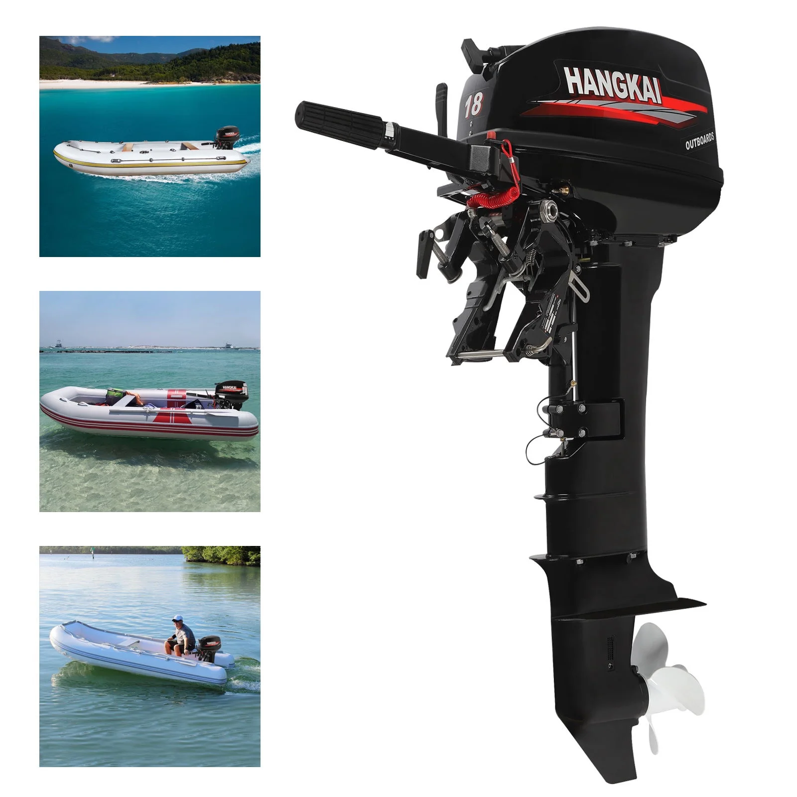 YIYIBYUS 18HP 2-Stroke Outboard Motor Aluminum Alloy Fishing Boat Motor w/ Water Cooling CDI 246CC Long Shaft