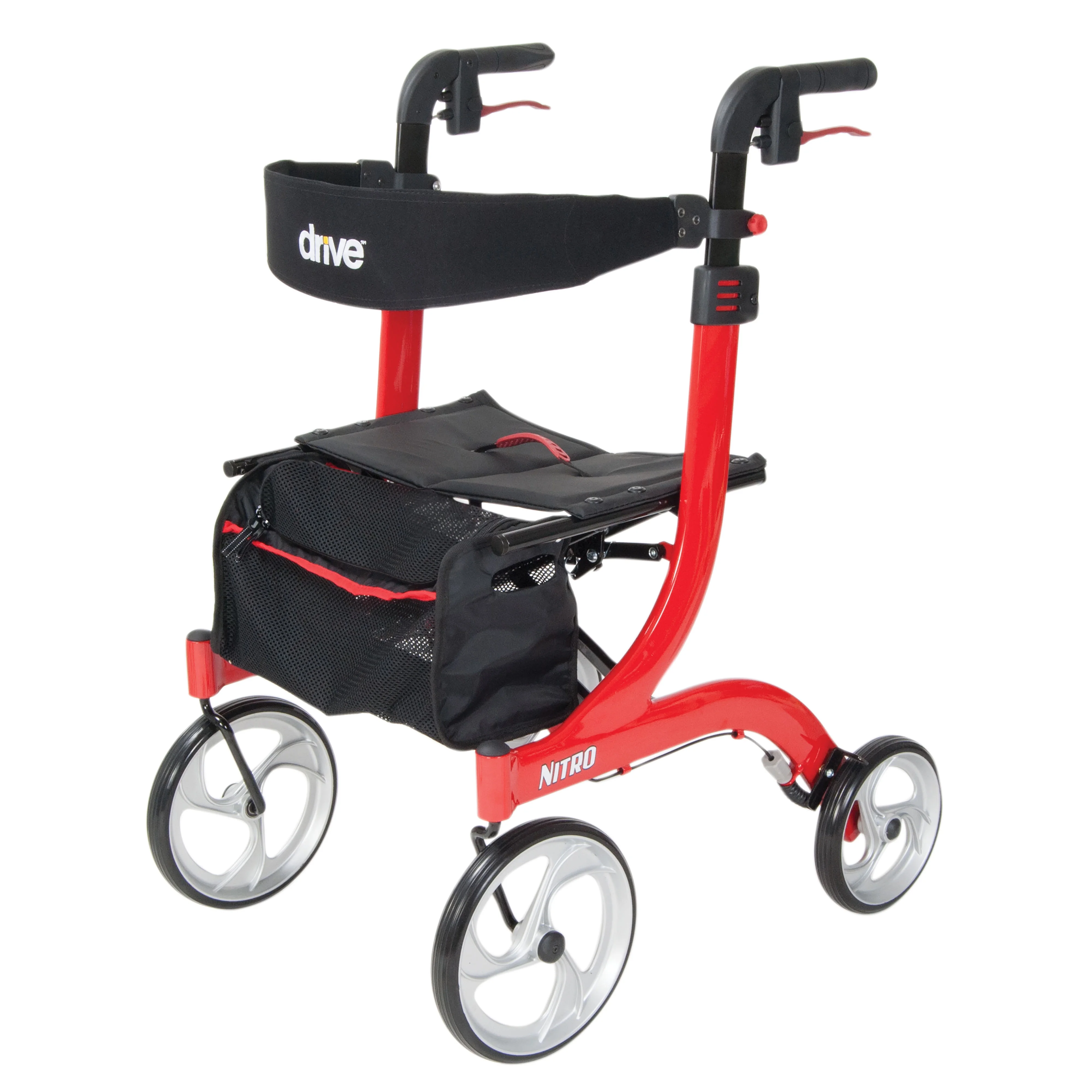 Drive Medical Nitro Euro Style Rollator Rolling Walker, Red