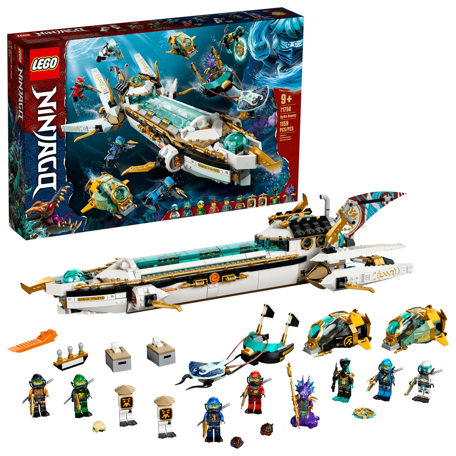 LEGO NINJAGO Hydro Bounty Building Set, 71756 Submarine Toy with Kai and Nya Minifigures, Ninja Toys, Gifts, Presents for Kids, Boys, Girls Age 9 Plus Years Old