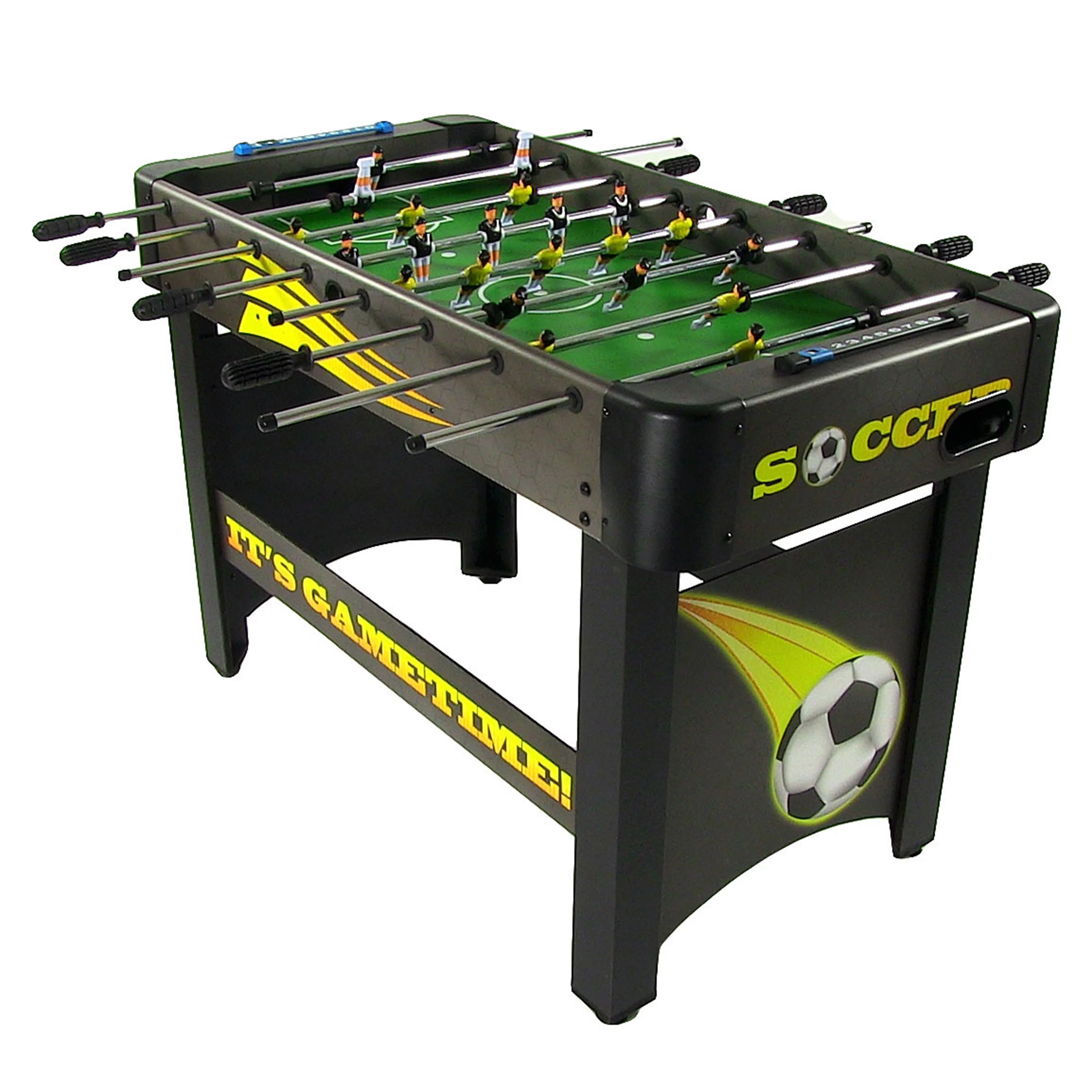 Sunnydaze Indoor Classic Style Foosball Soccer Game Table with Manual Scorers – 48″ – Black and Yellow