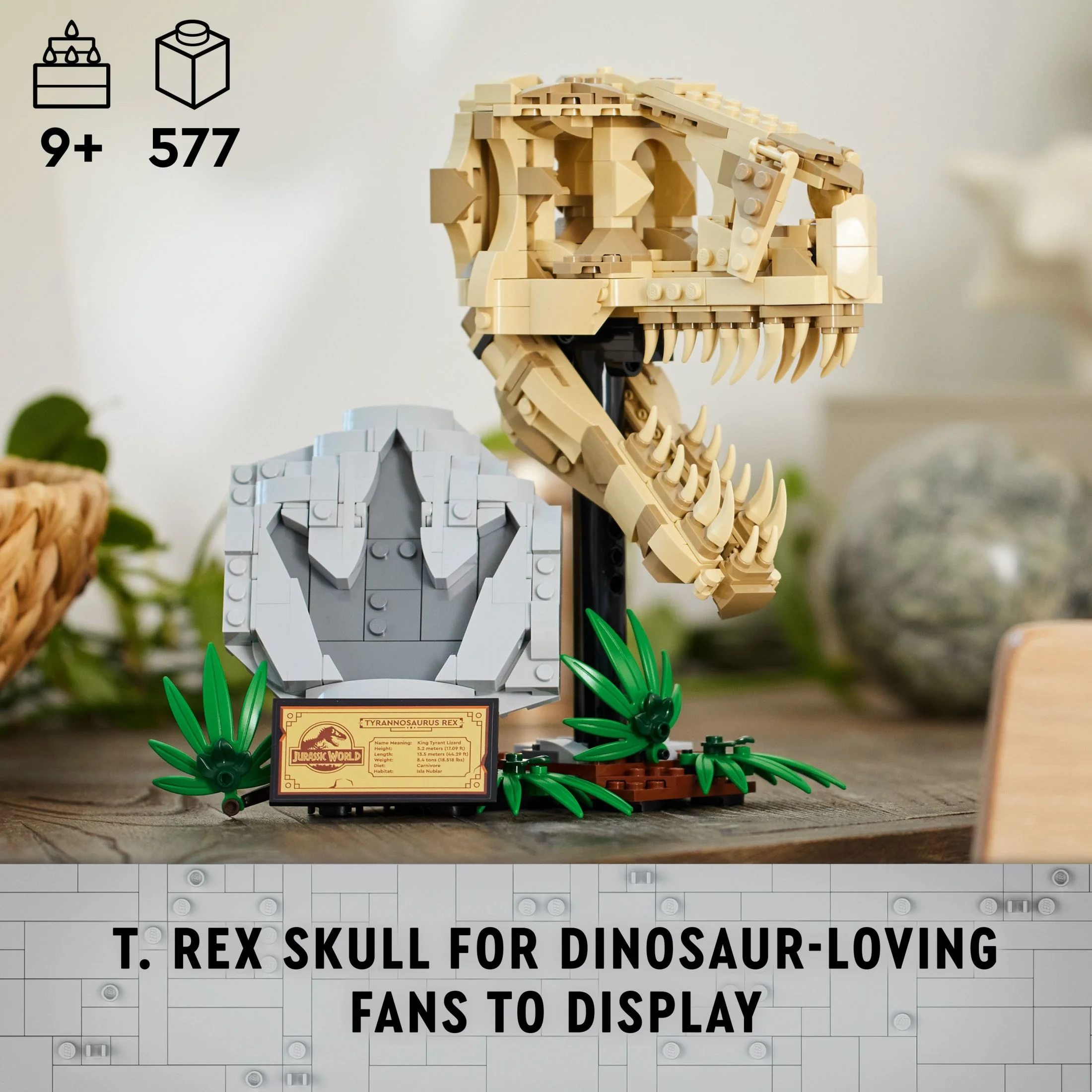 LEGO Jurassic World Dinosaur Fossils: T. rex Skull, Dino Toy for Boys and Girls, Educational Skeleton Model Set with Bones for Kids, Great Gift for Fans of the Jurassic Park Movies, 76964