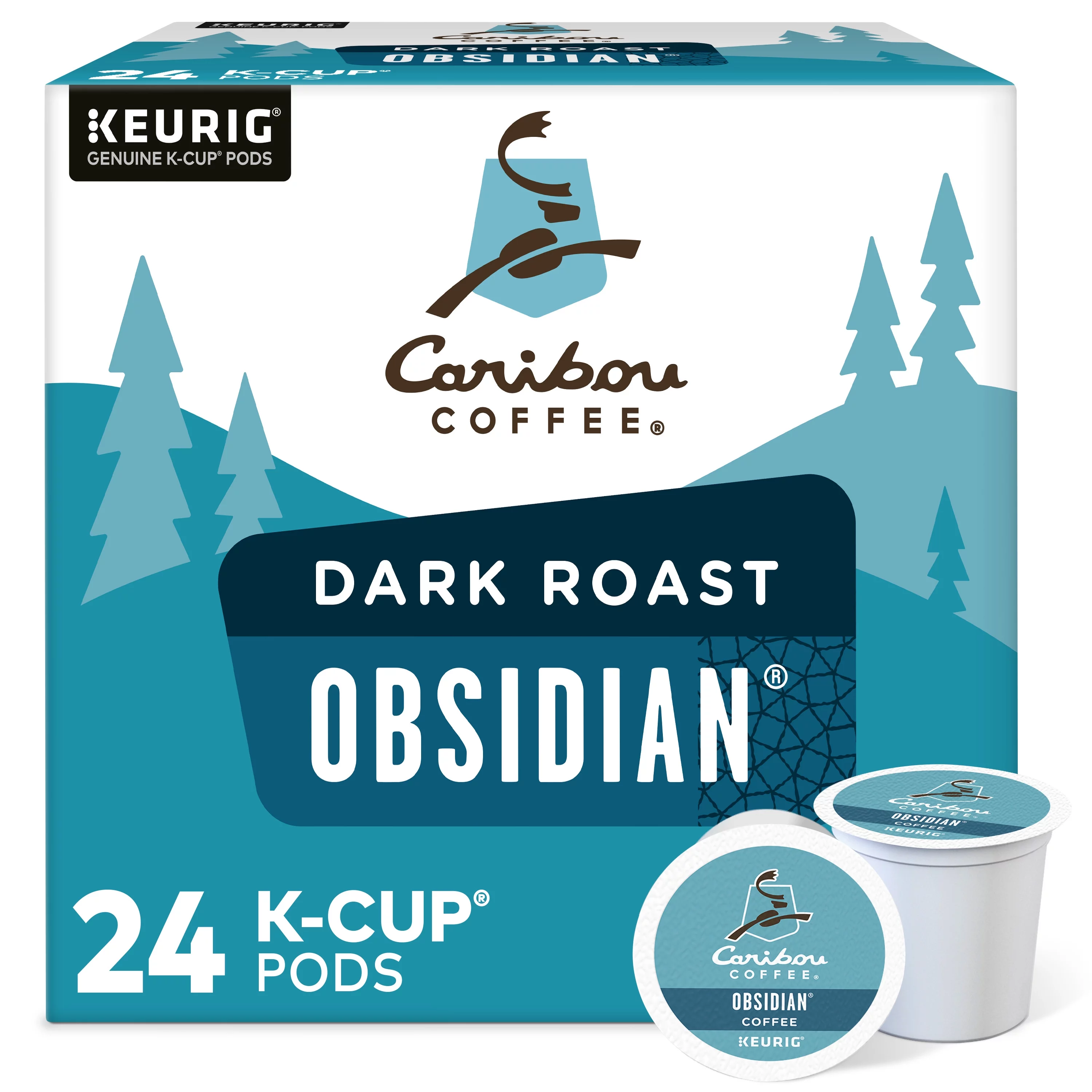 Caribou Coffee Obsidian Keurig Single-Serve K-Cup Pod, Medium Roast Coffee, 24 Count