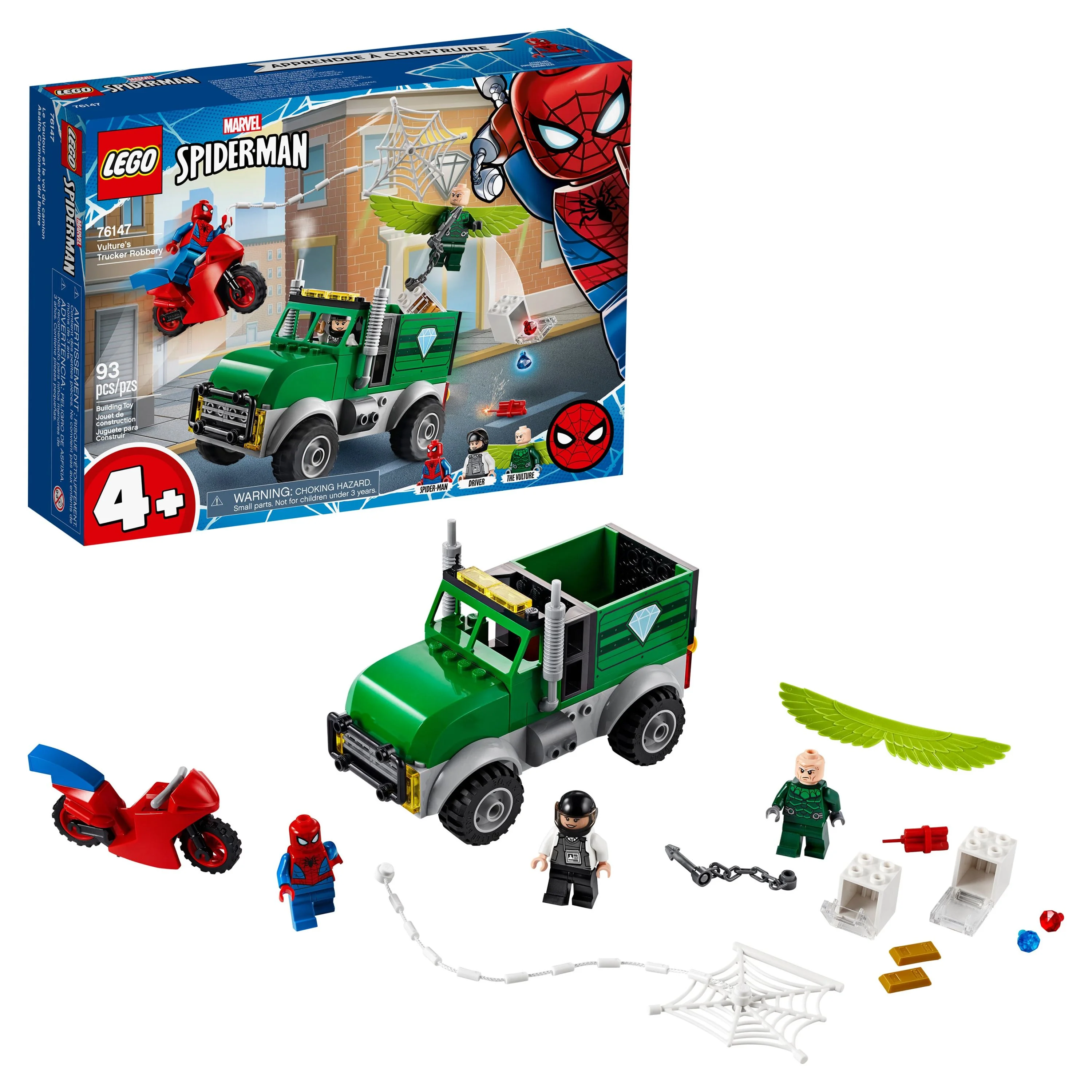 LEGO Marvel Spider-Man Vulture’s Trucker Robbery 76147 Building Toy for Superhero Fans Ages 4 and up (93 Pieces)