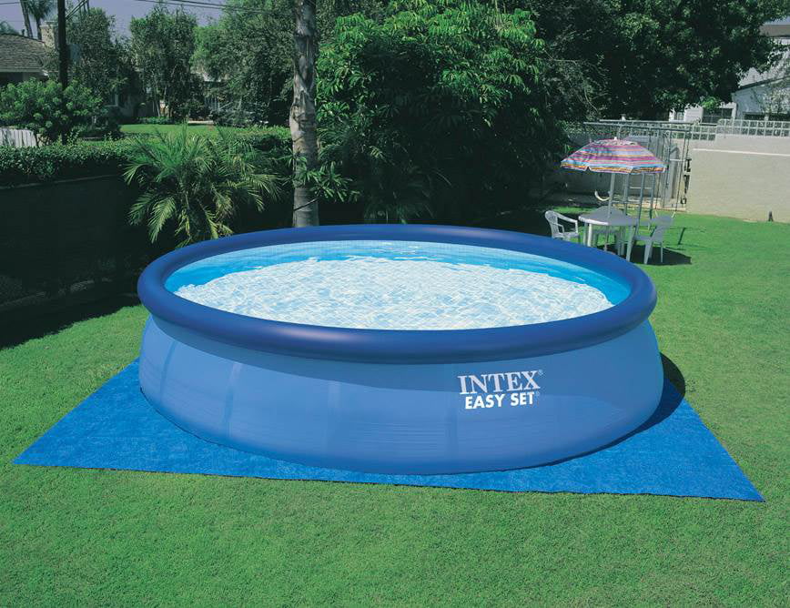 Intex 48in x 18ft Inflatable Round Metal Frame Above Ground Pool with Ladder, Pump & Cover