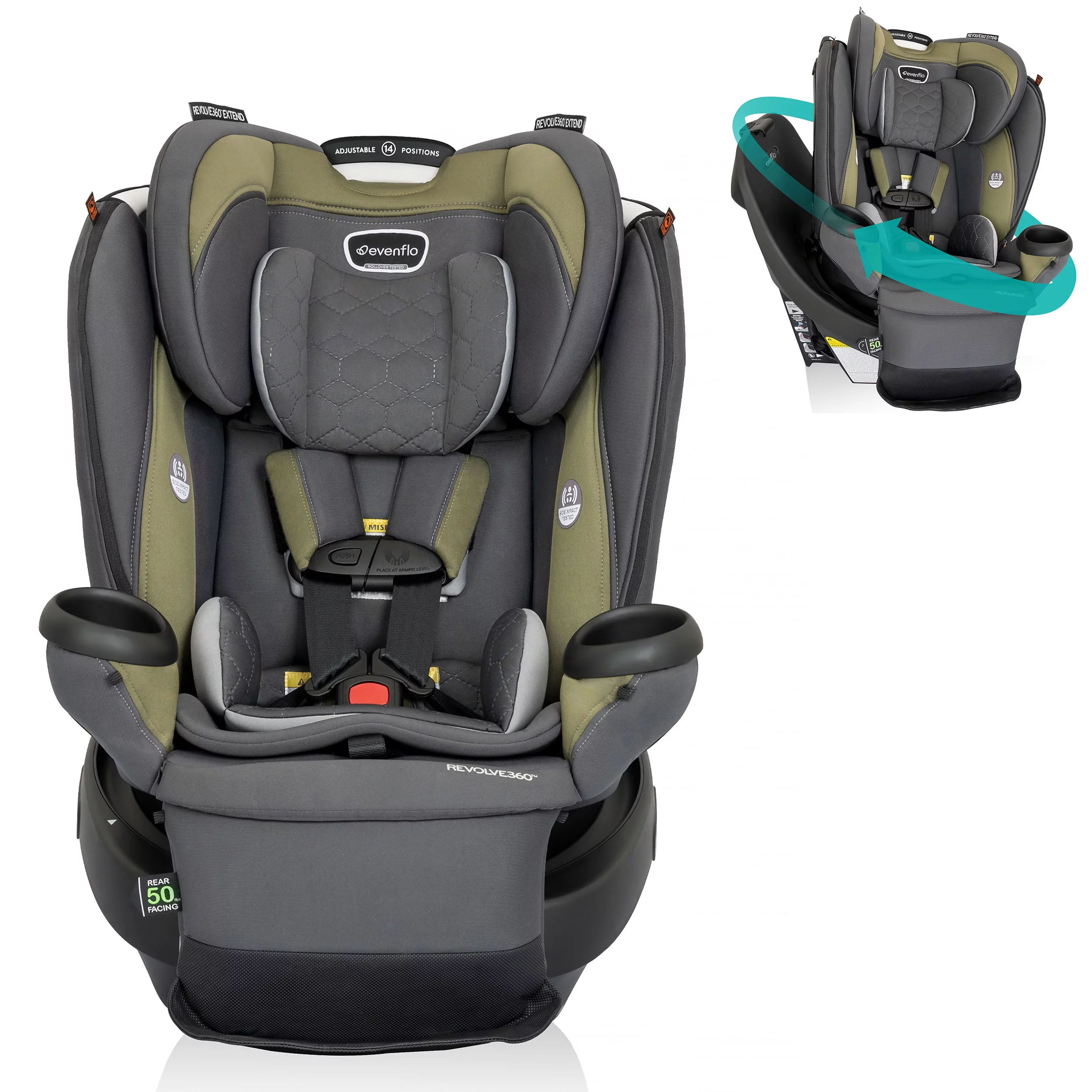 Revolve360 Extend All-in-One Rotational Car Seat with Quick Clean Cover (Rowe Pink)