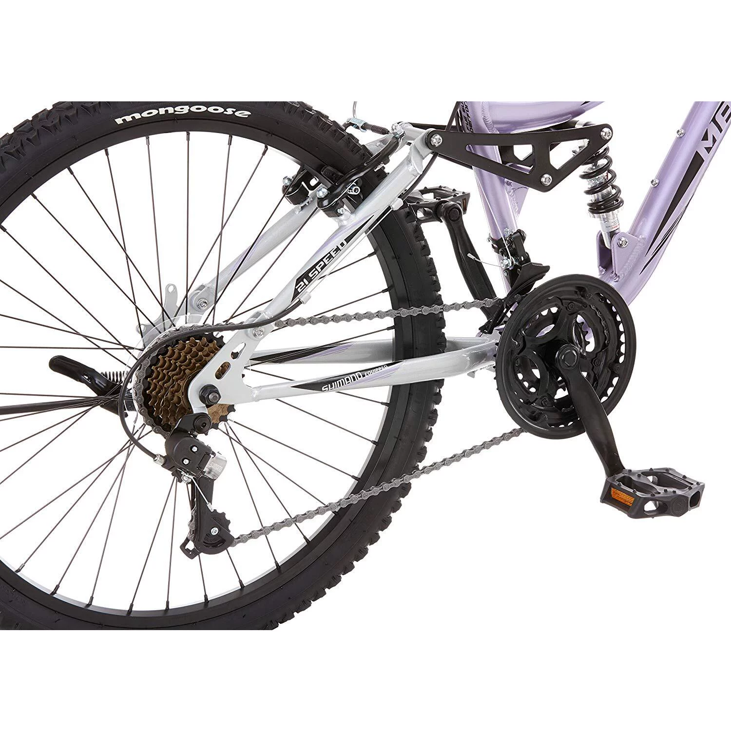 Mongoose Maxim Bicycle-Color:Lavender,Size:24″,Style:Girl’s Full/Susp