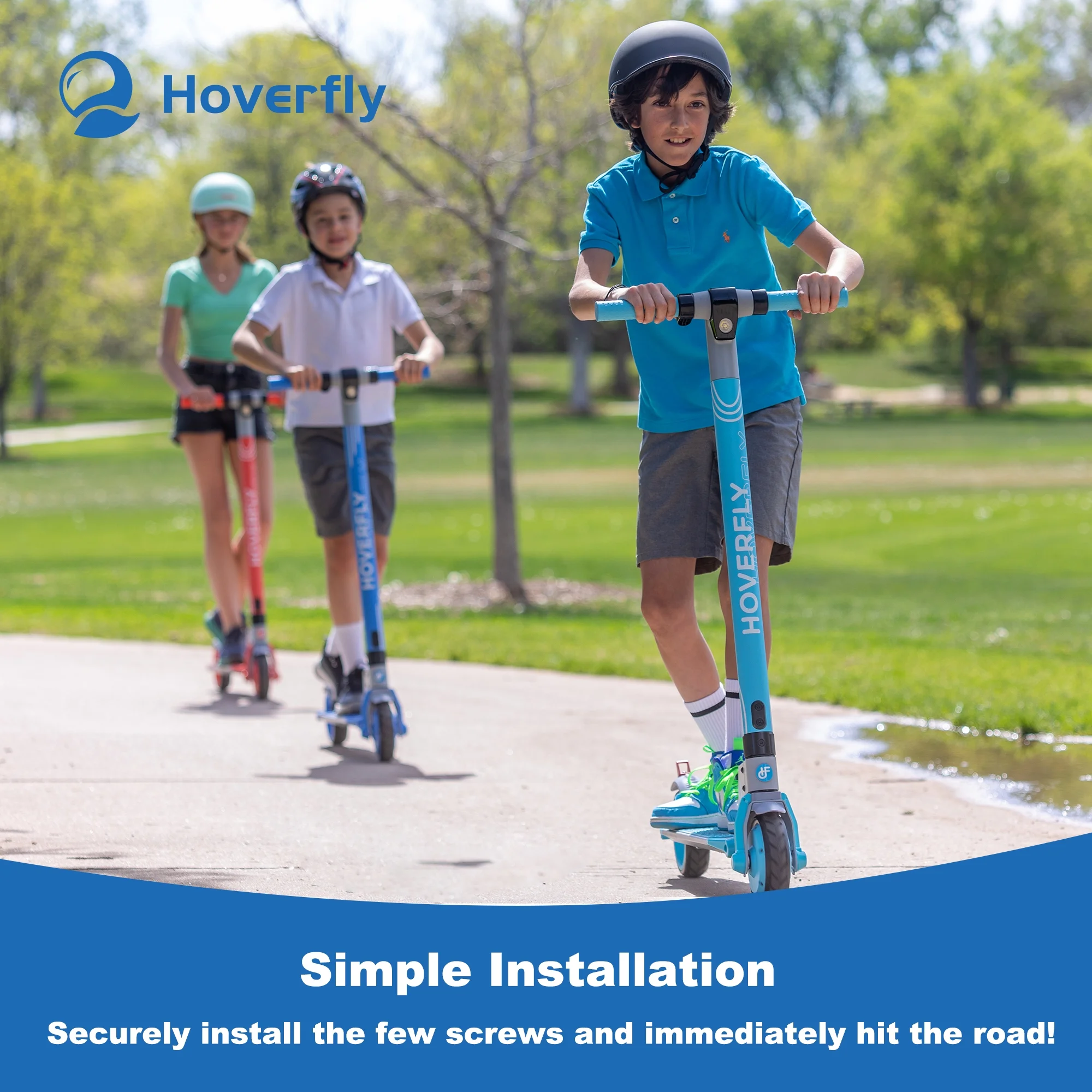 HOVERFLY VIBE Electric Scooter for Kids 8-15, 200W 12mph Speed&7 Miles Foldable E-Scooters, Red