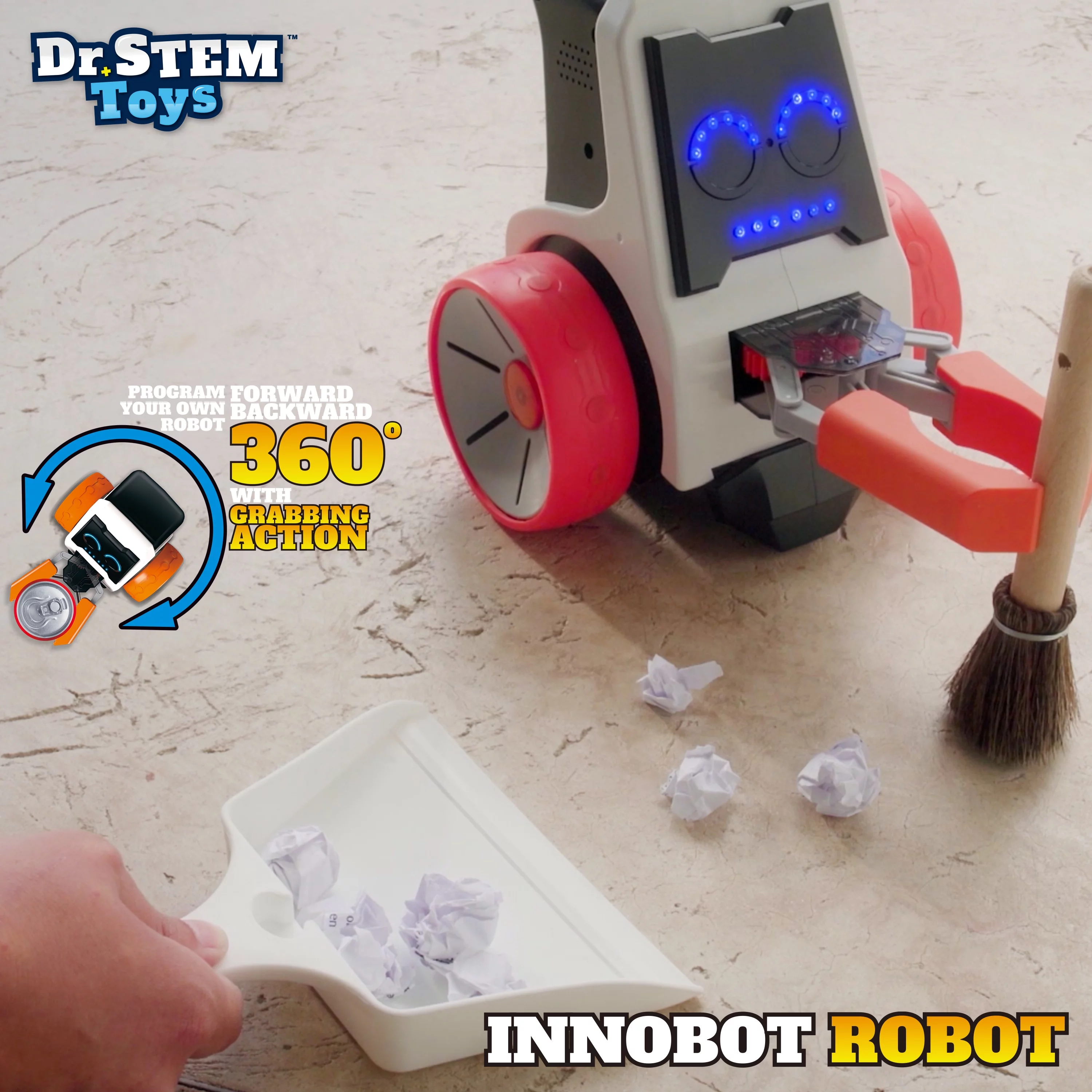 Dr. STEM Toys Innobot Programmable Robot, 50+ Pieces Easy Assembly, Teaches Basic Programming for Kids Ages 8+