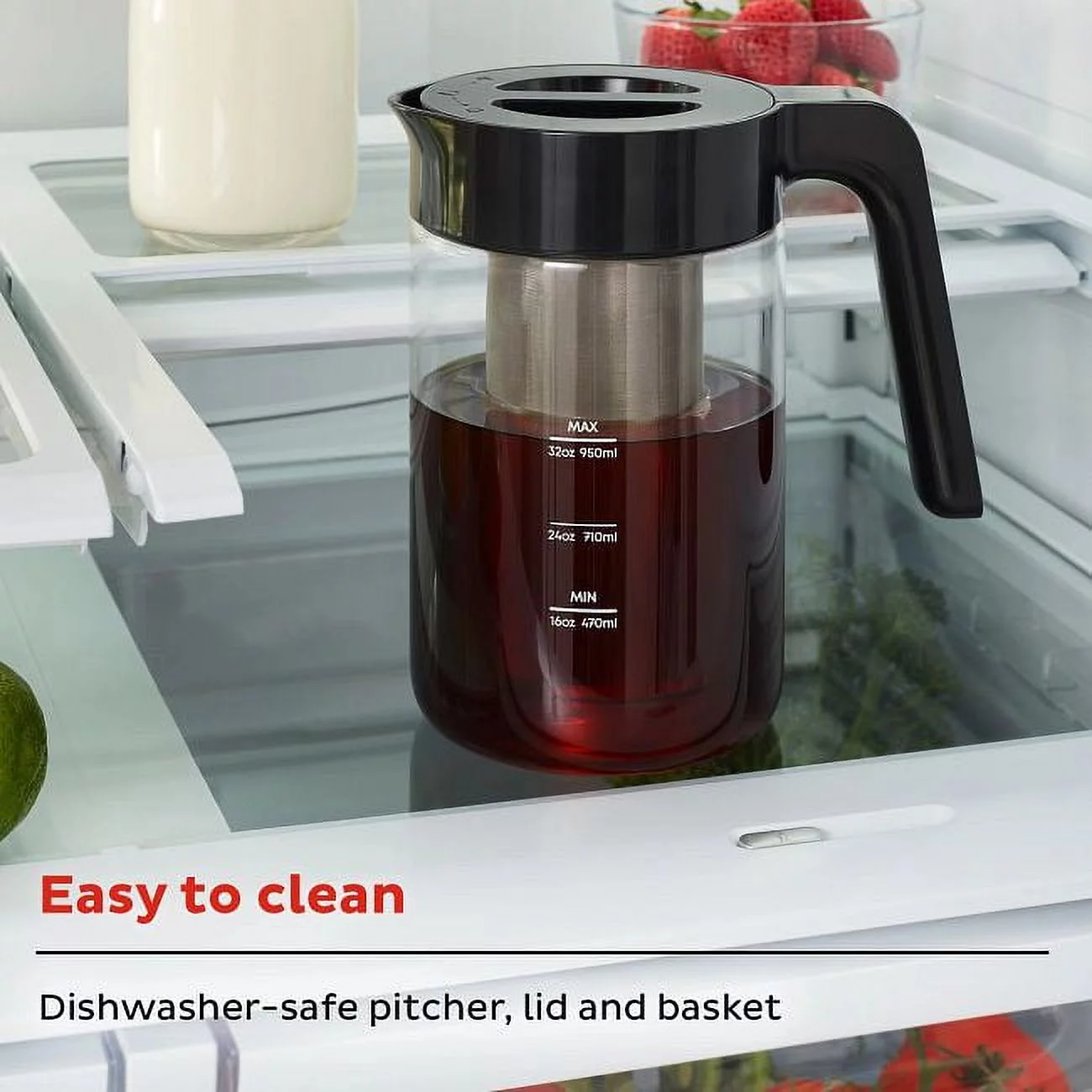 Instant Cold Brew Electric Iced Coffee Maker for Coffee and Tea, 32 oz Dishwasher Safe Glass Pitcher