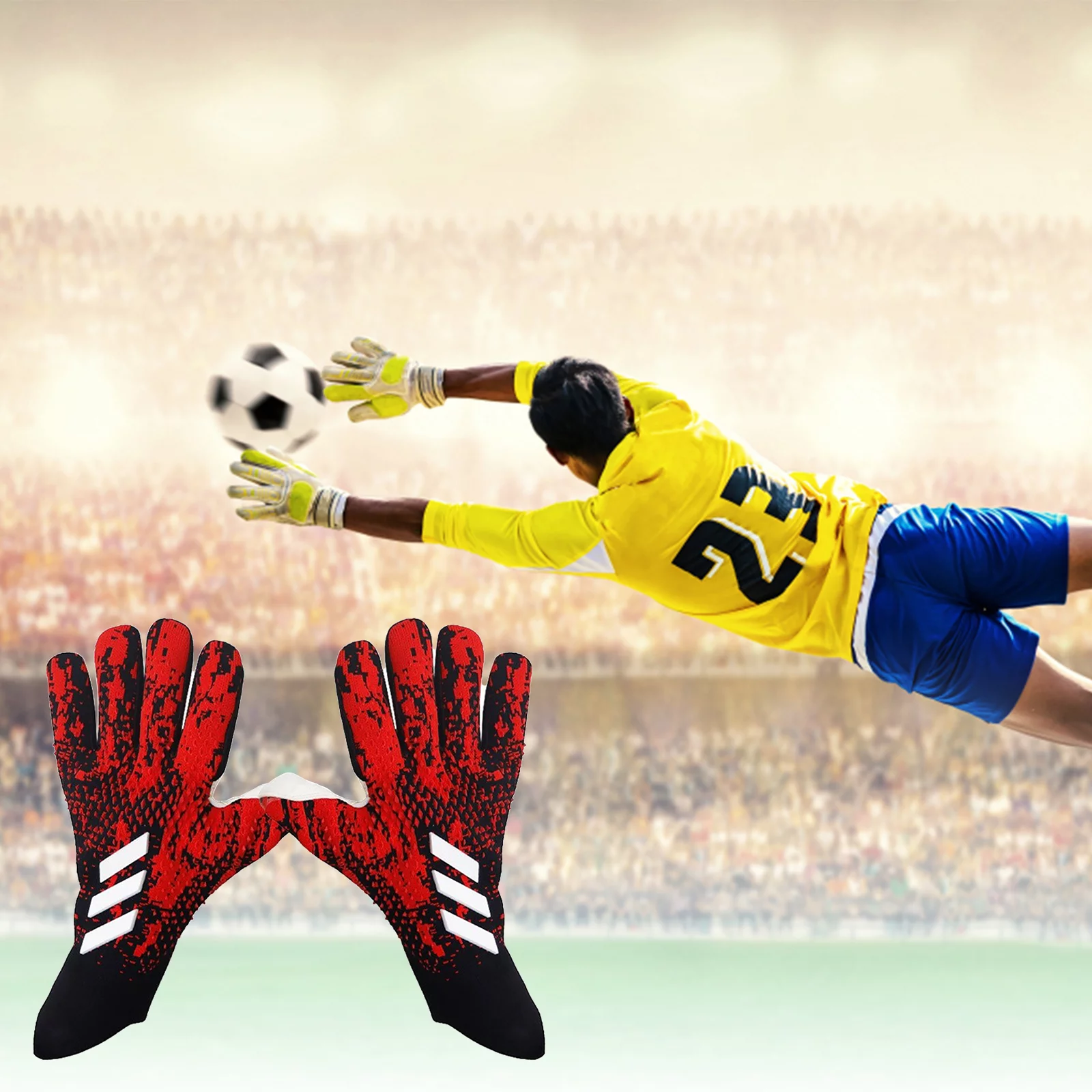 Garhelper Soccer Goalkeeper Gloves For Men And Kids,Non-Skid Thick Latex Gloves For Professional Training