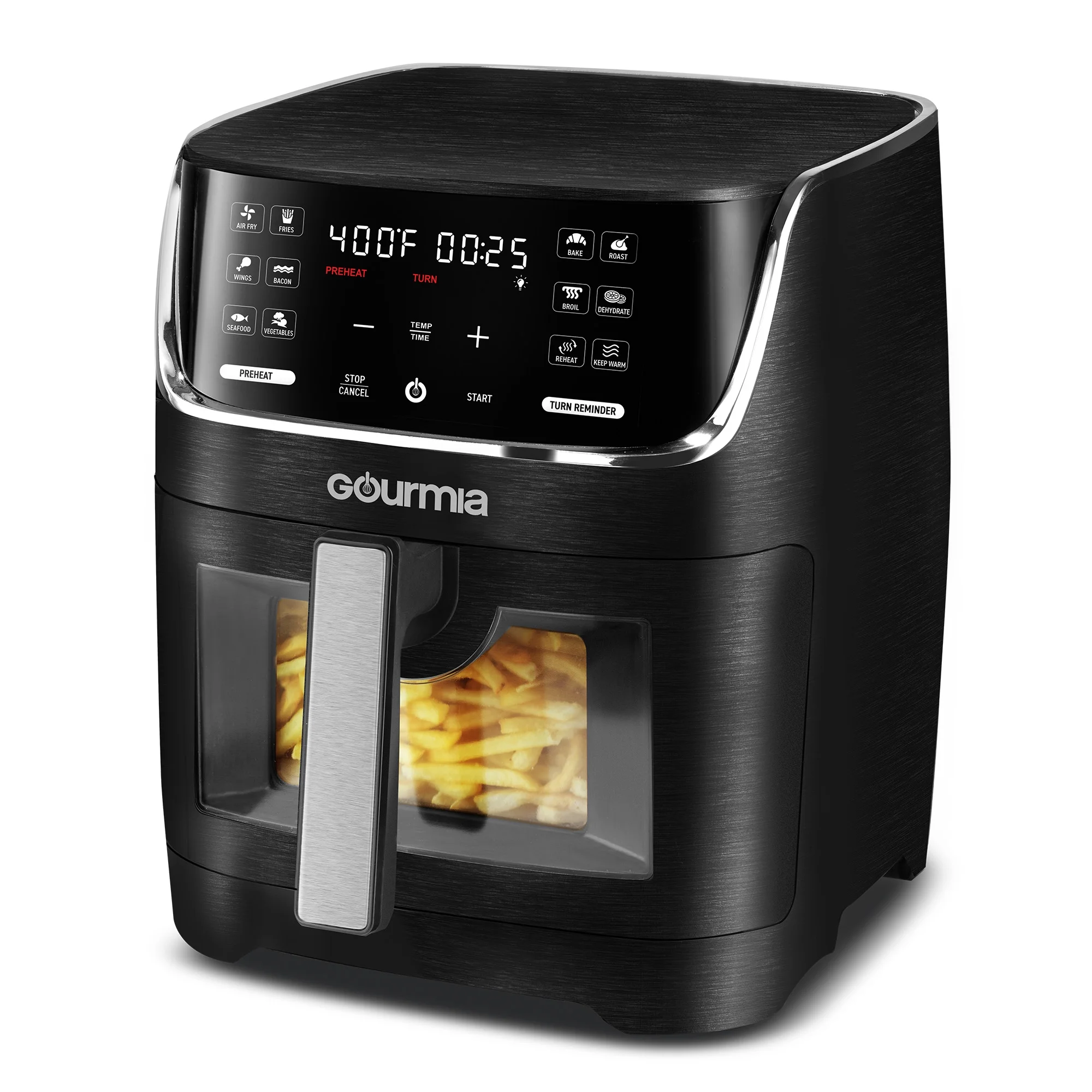 Gourmia 8 Qt Digital Window Air Fryer with 12 One-Touch Presets, GAF824, New