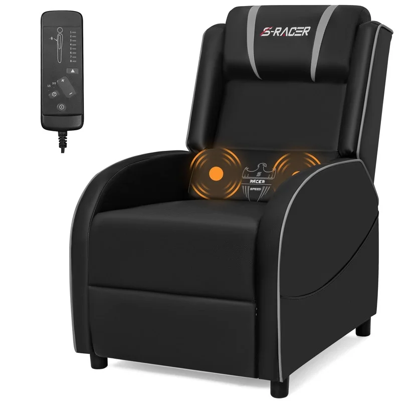 Homall Massage Gaming Recliner Chair Video Game Chair Racing Sofa Chair PU Leather Living Room Sofa Single Home Theater Seating, Red