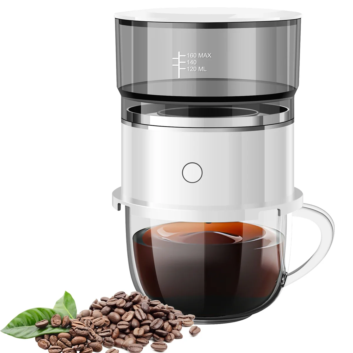 Ikoopy Automatic Coffee Maker Brewer Kit Mini Portable Programmable Coffeemaker Grinder Smart Drip Coffee Pot Hand Brewing Coffee Machine Powered