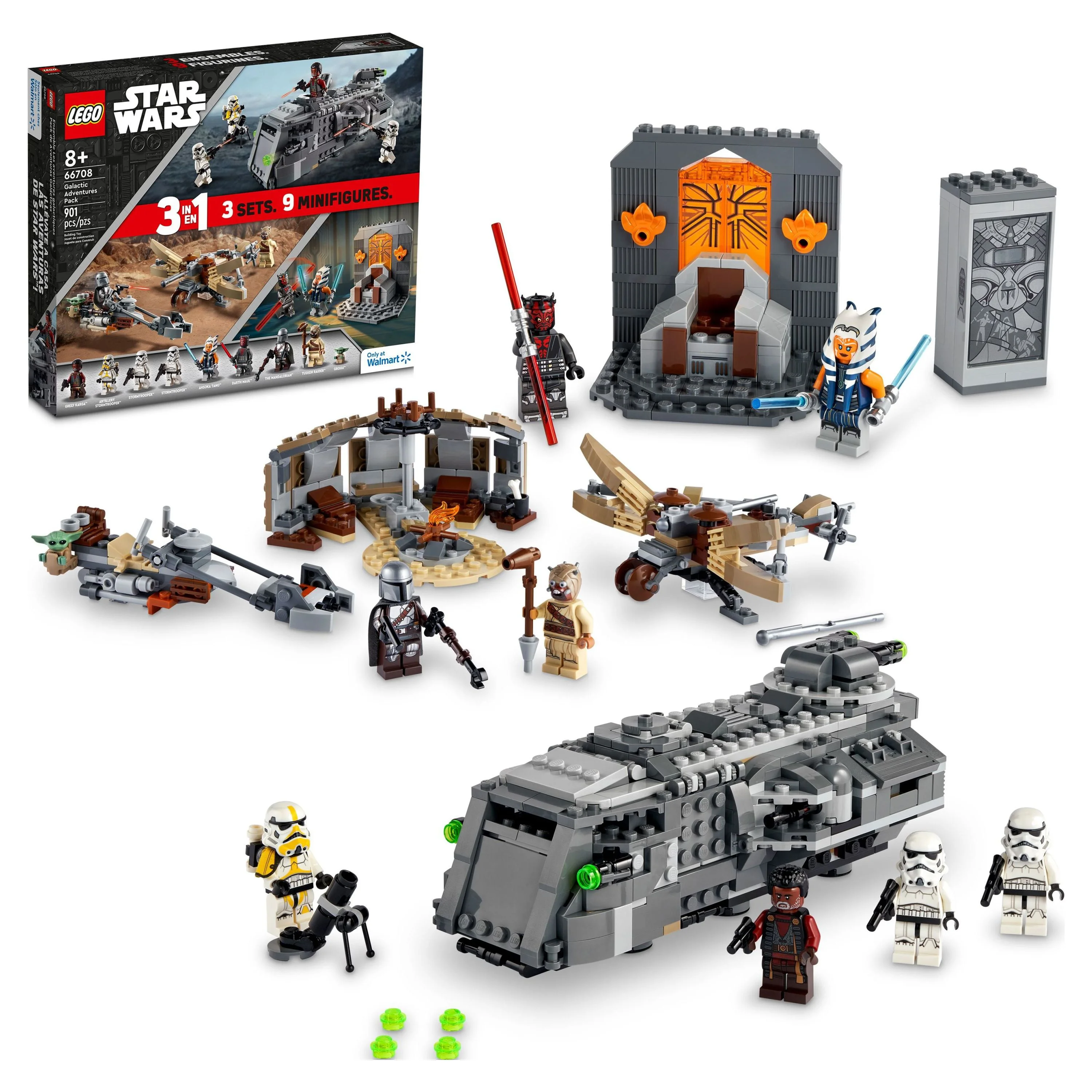 LEGO Star Wars 66708, 3 building toy sets: The Mandalorian Trouble on Tatoonie and Imperial Armored Marauder and Clone Wars Duel on Mandalore