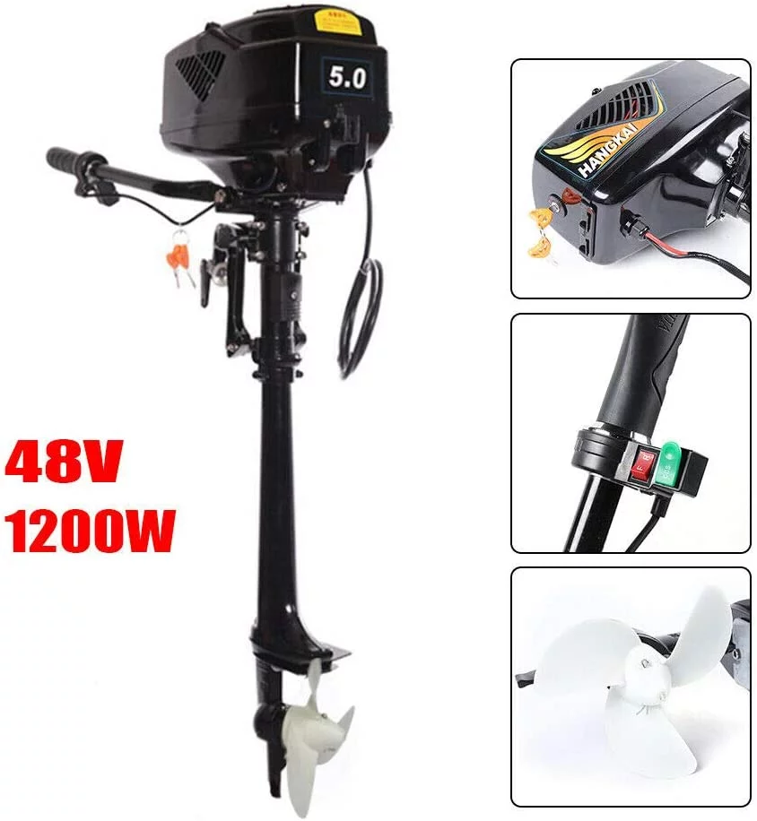 Anqidi 48V 1200W Electric Outboard Motor Heavy Duty Water Cooling Boat Engine for Fishing, Outdoor Adventure