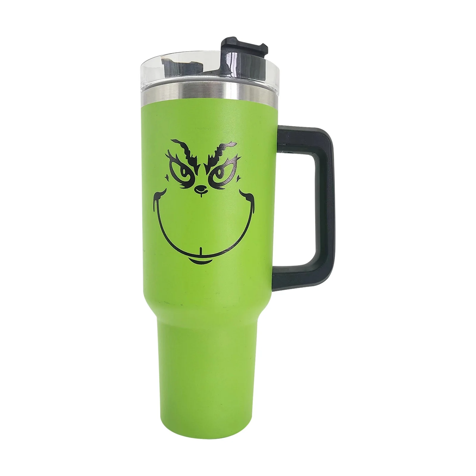 40 oz Tumbler with Handle and Lid, Grinch Tumbler Cup, Stainless Steel Grinch Cup Reusable Insulated Cup and Water Tumbler Cup with Grinch Pateern, Best Christmas Gifts for Car Cup Holder,Travel,Gym