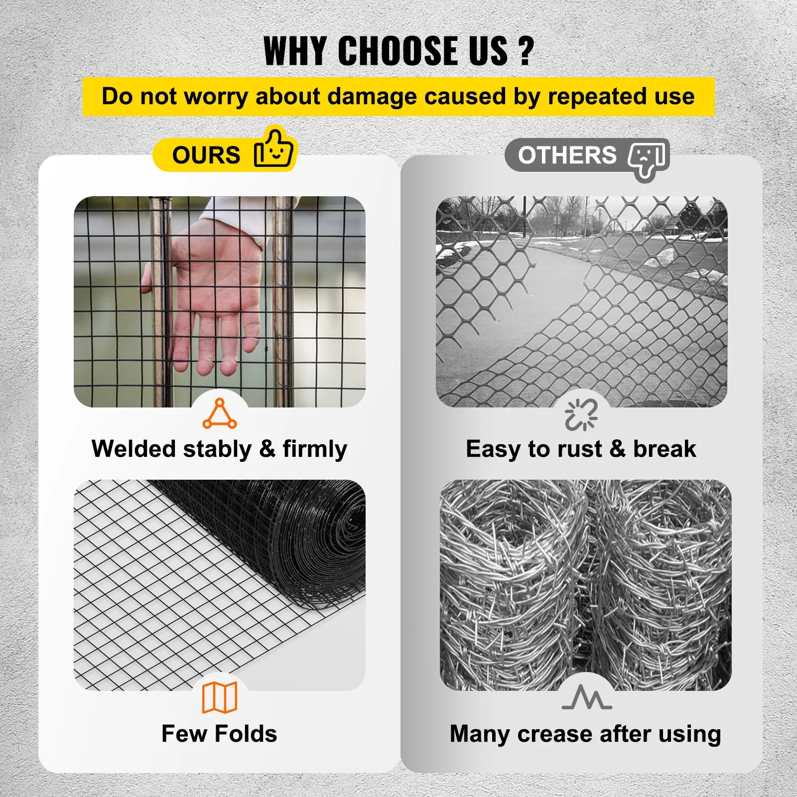 VEVOR Hardware Cloth, 36″x50′ Welded Wire Fence Vinyl Coated Chicken Rabbit Mesh 1″x1″ 16 Gauge