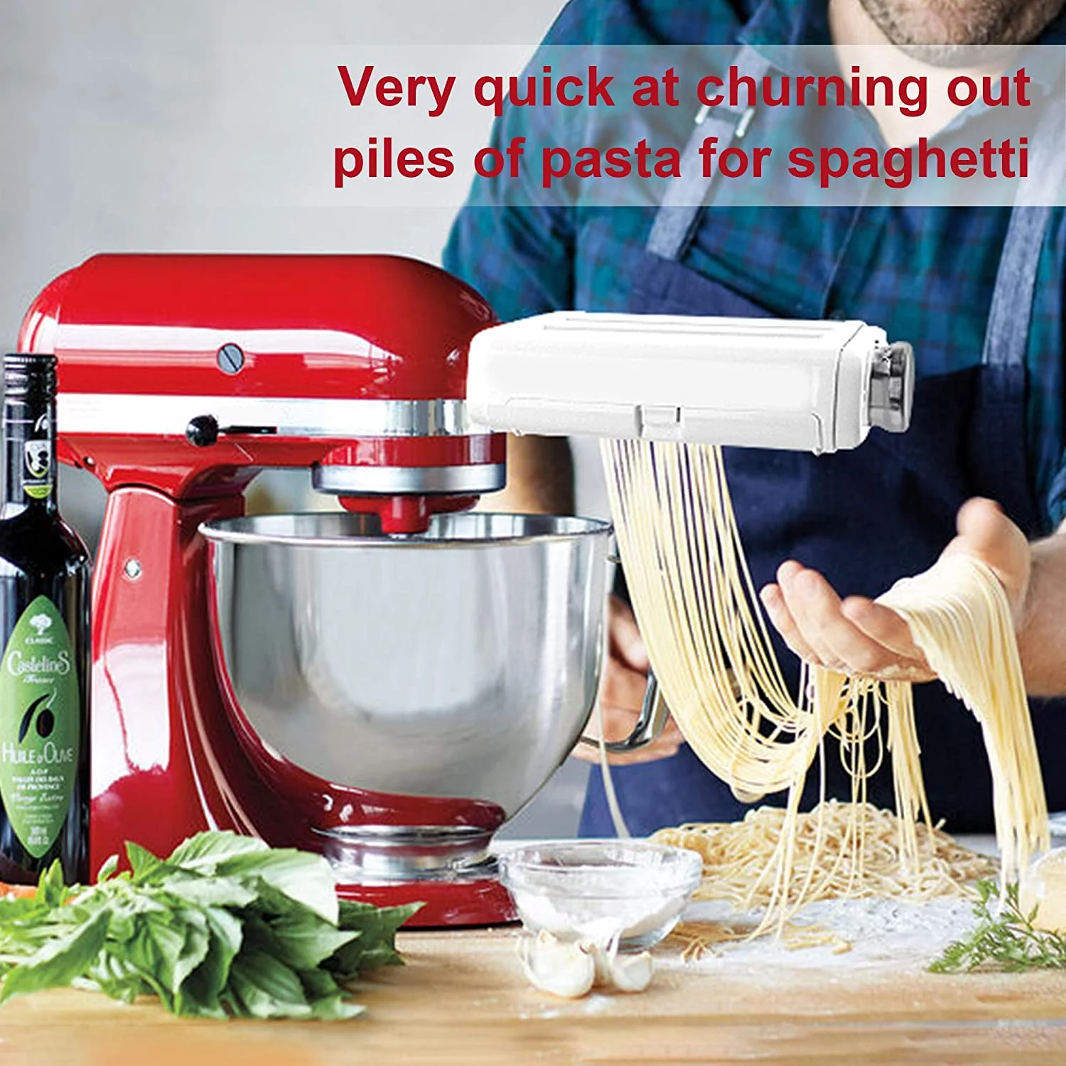 Kenome Pasta Maker Attachment 3 in 1 Set for KitchenAid Stand Mixers, with Pasta Sheet Roller, Spaghetti Cutter, Fettuccine Cutter Maker Accessories and Cleaning Brush