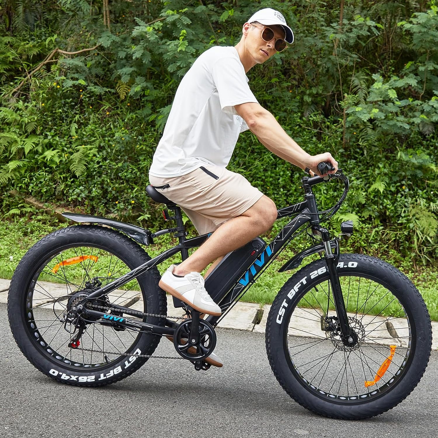 Vivi Electric Bike 26″ x 4.0 Fat Tire Electric Bike 500W All Terrain Electric Bike 50 Miles Long Range Electric Mountain Bike Beach Bike Snow Bike