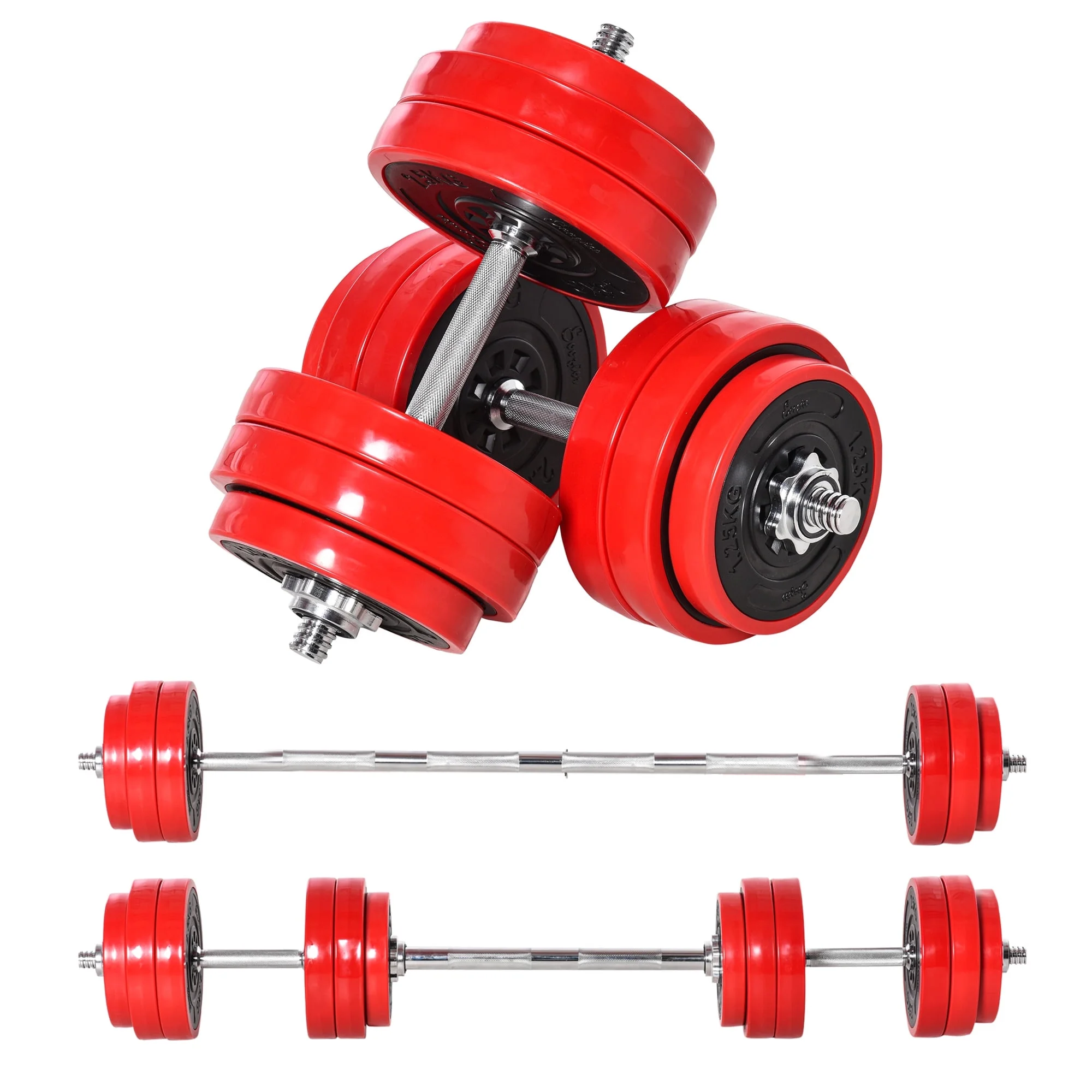 Soozier 66 Lbs. 2-in-1 Dumbbell and Barbell Adjustable Exercise Weight Set Strength for Arms, Shoulders and Back