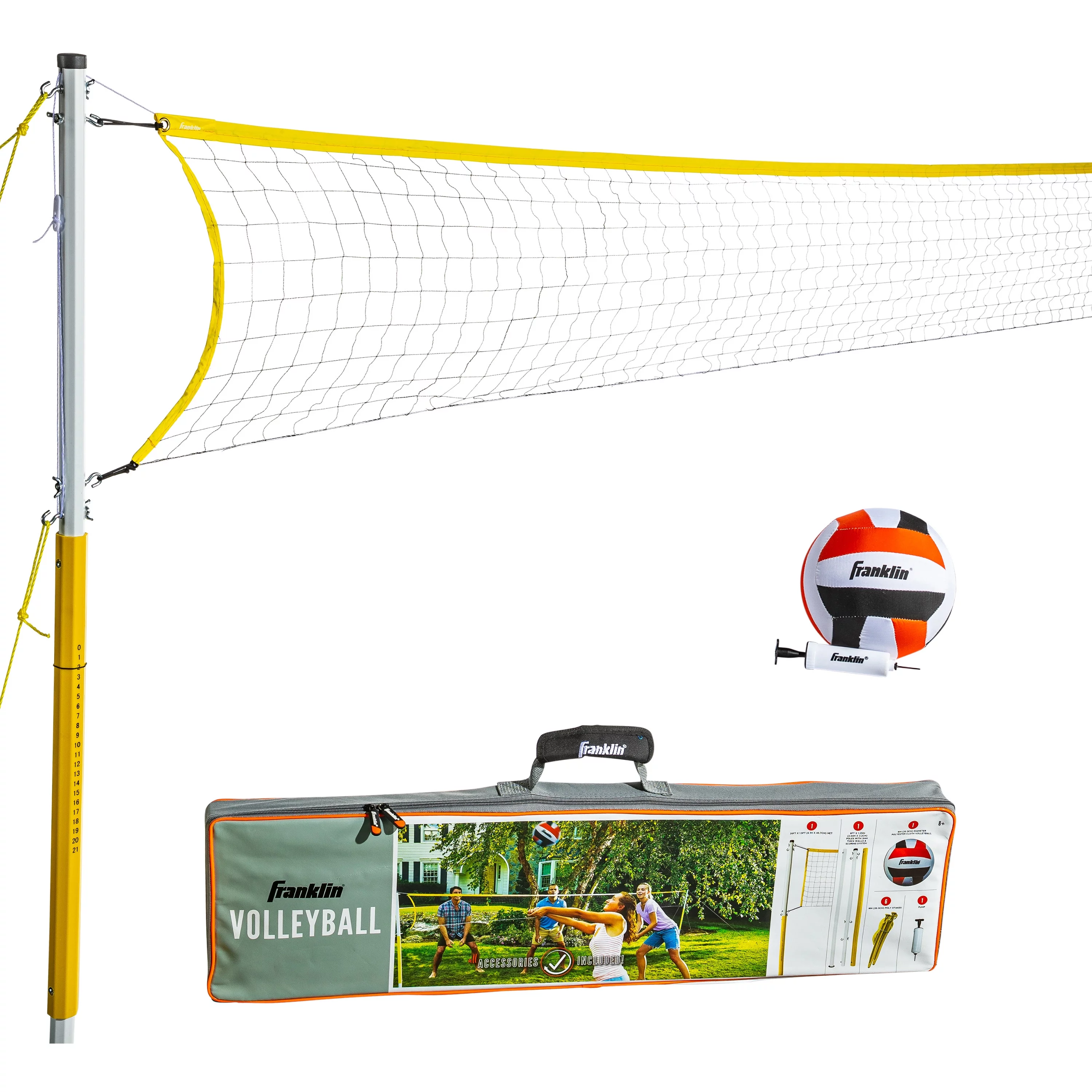 Franklin Sports Volleyball Net Set – Backyard Volleyball Set – Family