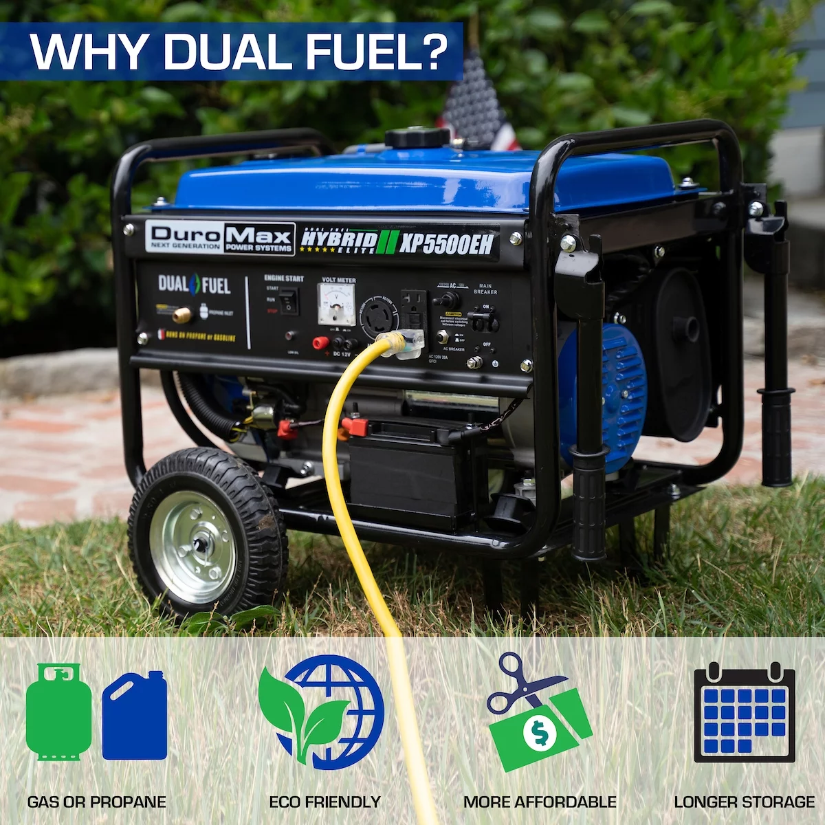 DuroMax XP5500EH 5500-Watt Electric Start Dual Fuel Hybrid Portable Generator