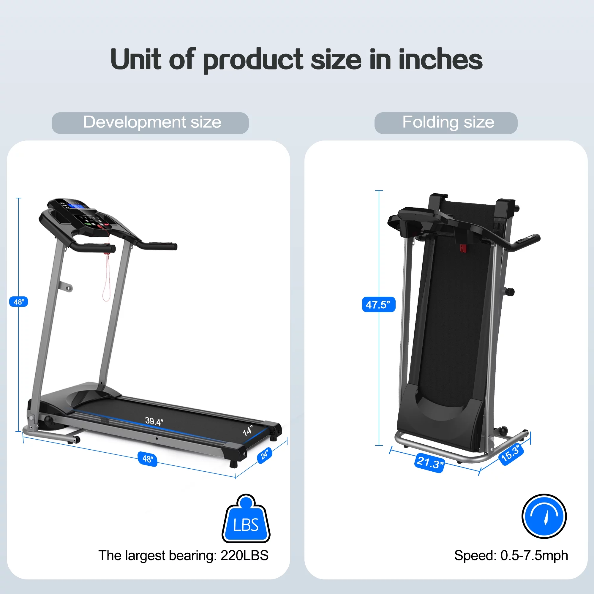 Sesslife Folding Treadmill for Home, 1.5HP Running Walking Jogging Workout Machine, 12 Pre Programs Running Machine, 220 LB Max Weight