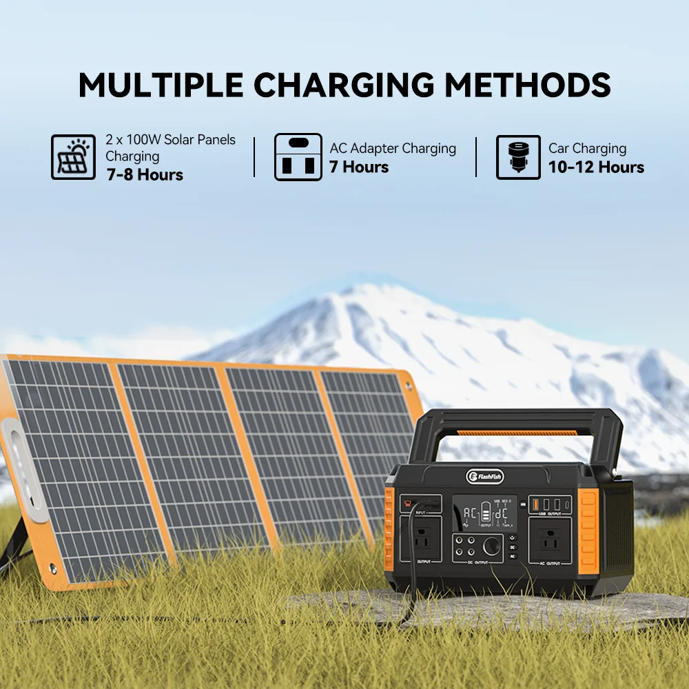 Flashfish 560W Portable Power Station, 520Wh/140400mAh Solar Generator for CPAP Machine Outdoor RV/Van Camping Blackout Emergency