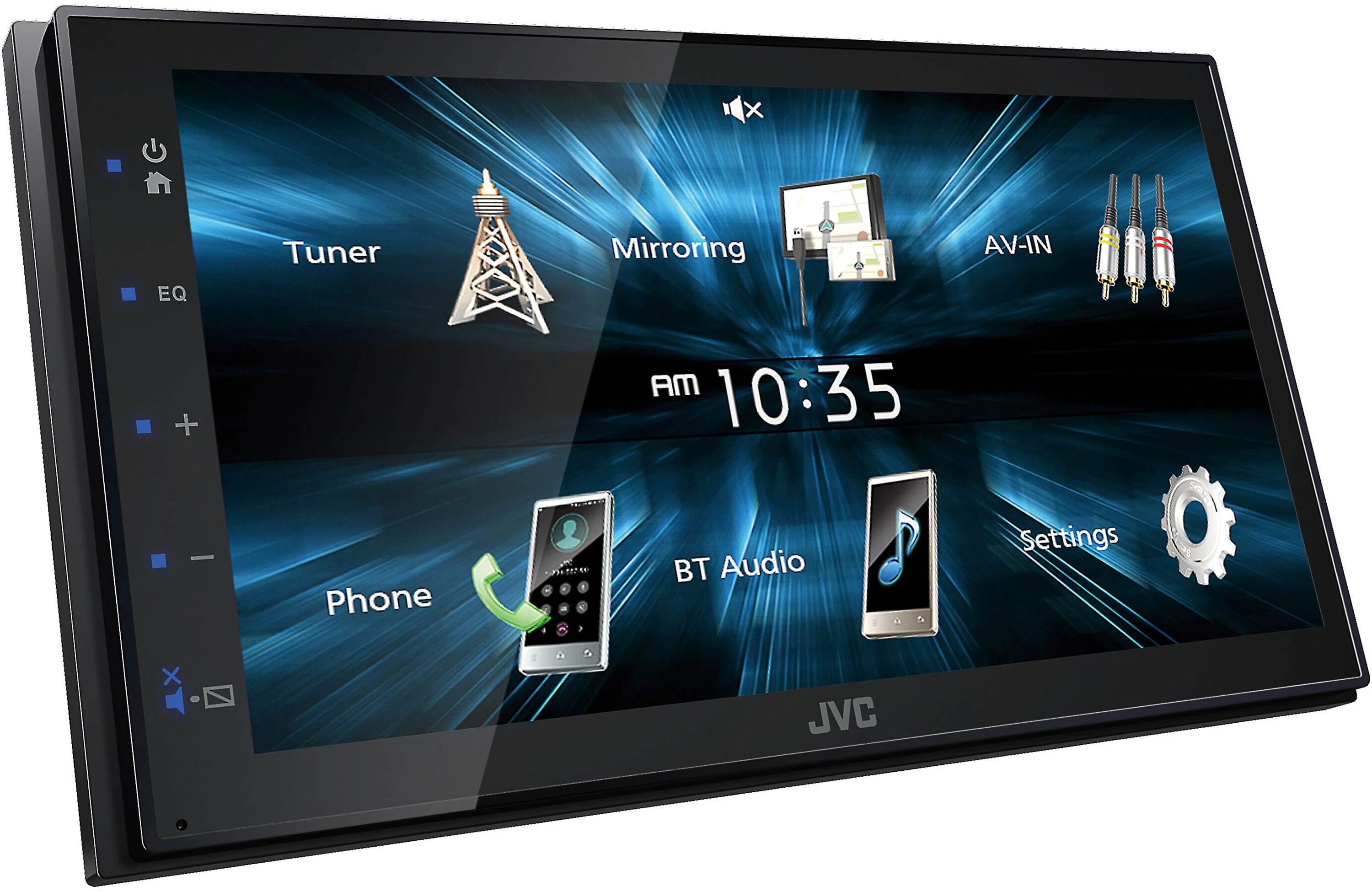 JVC KW-M150BT Digital Media Receiver Fixed 6.8″ Touchscreen Monitor + Absolute CAM880  Rearview Camera & Magnet Phone Holder