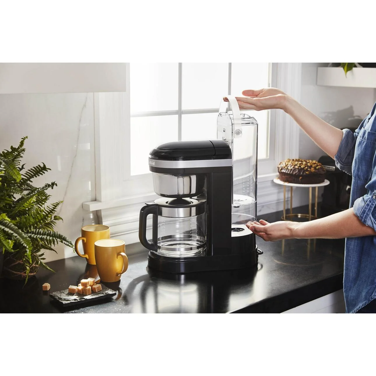 KitchenAid 12 Cup Drip Coffee Maker with Spiral Showerhead and Programmable Warming Plate, Onyx Black, KCM1209