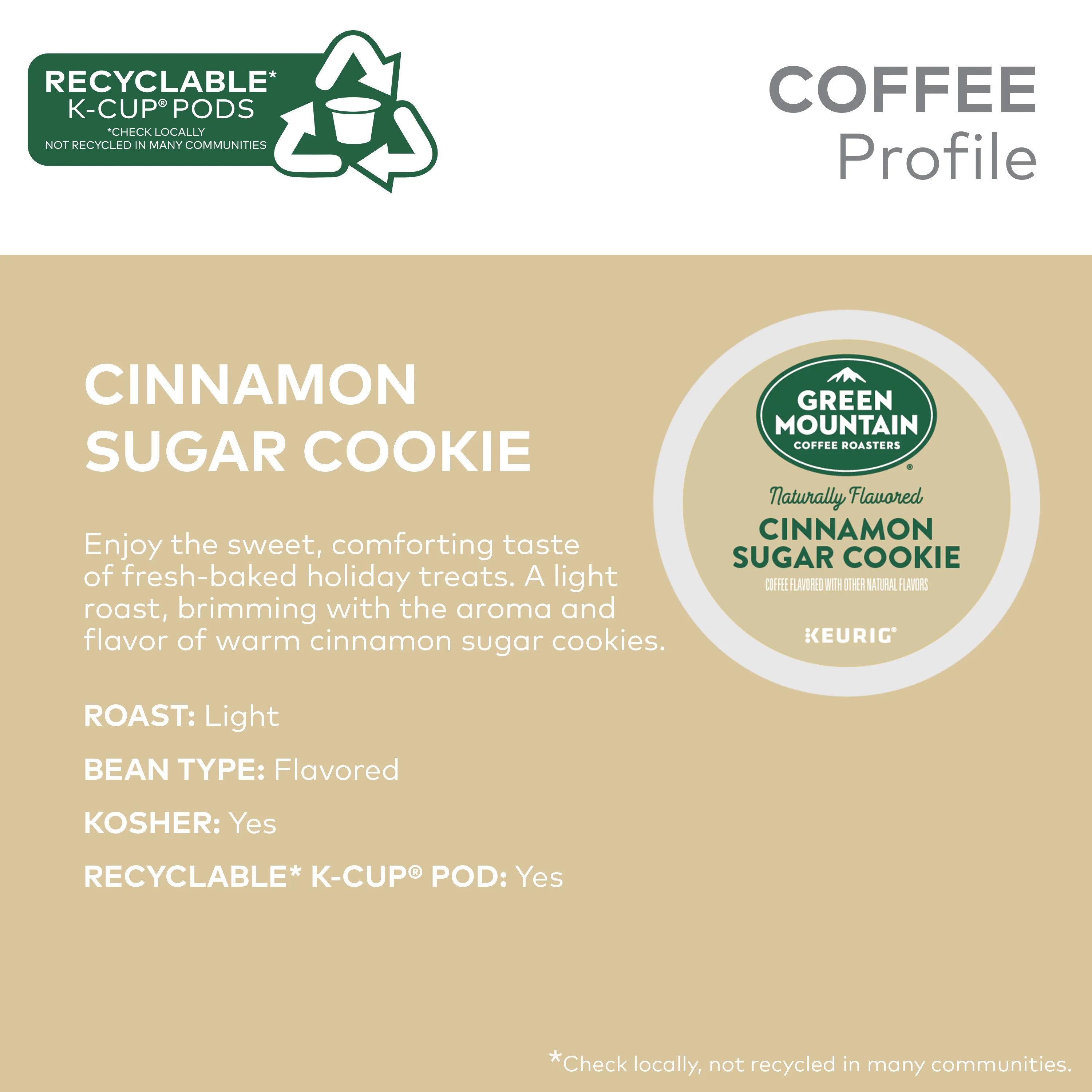 Green Mountain Coffee Roasters, Cinnamon Sugar Cookie Light Roast K-Cup Coffee Pods, 24 Count