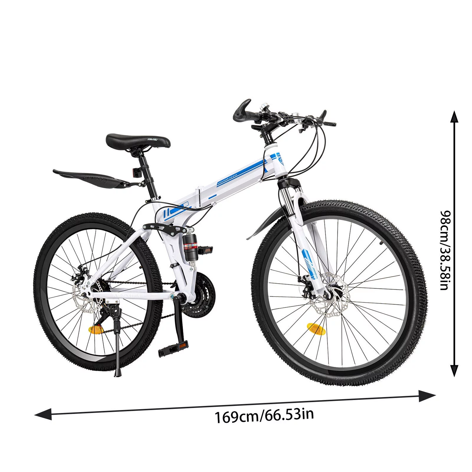 26″ Mountain Bike 21-Speed Folding Men Women Bikes Dual Disc Brake MTB Bicycle