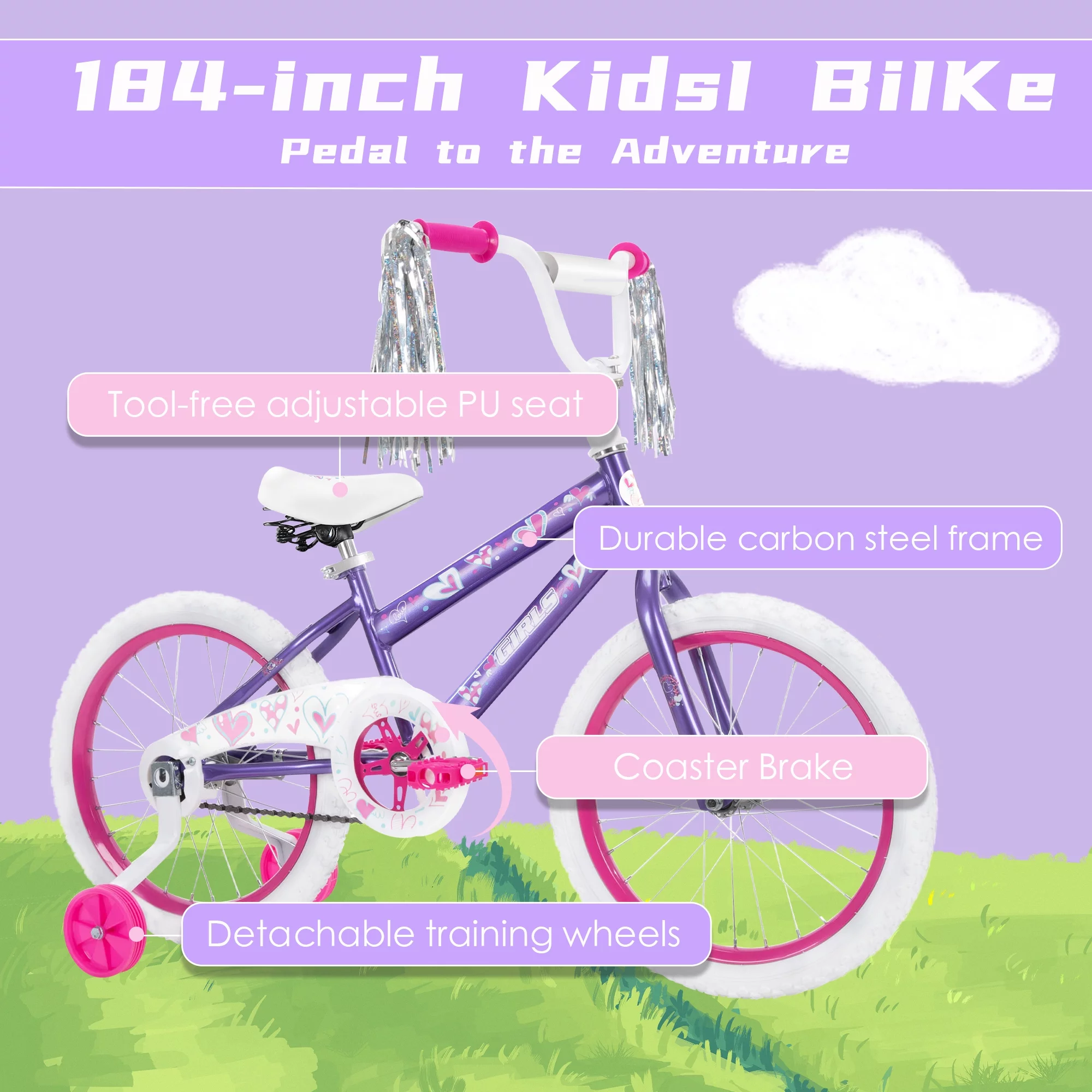 SUGIFT Kids Bike 18 inch Bicycle for Girls Ages 6-12 Years Child