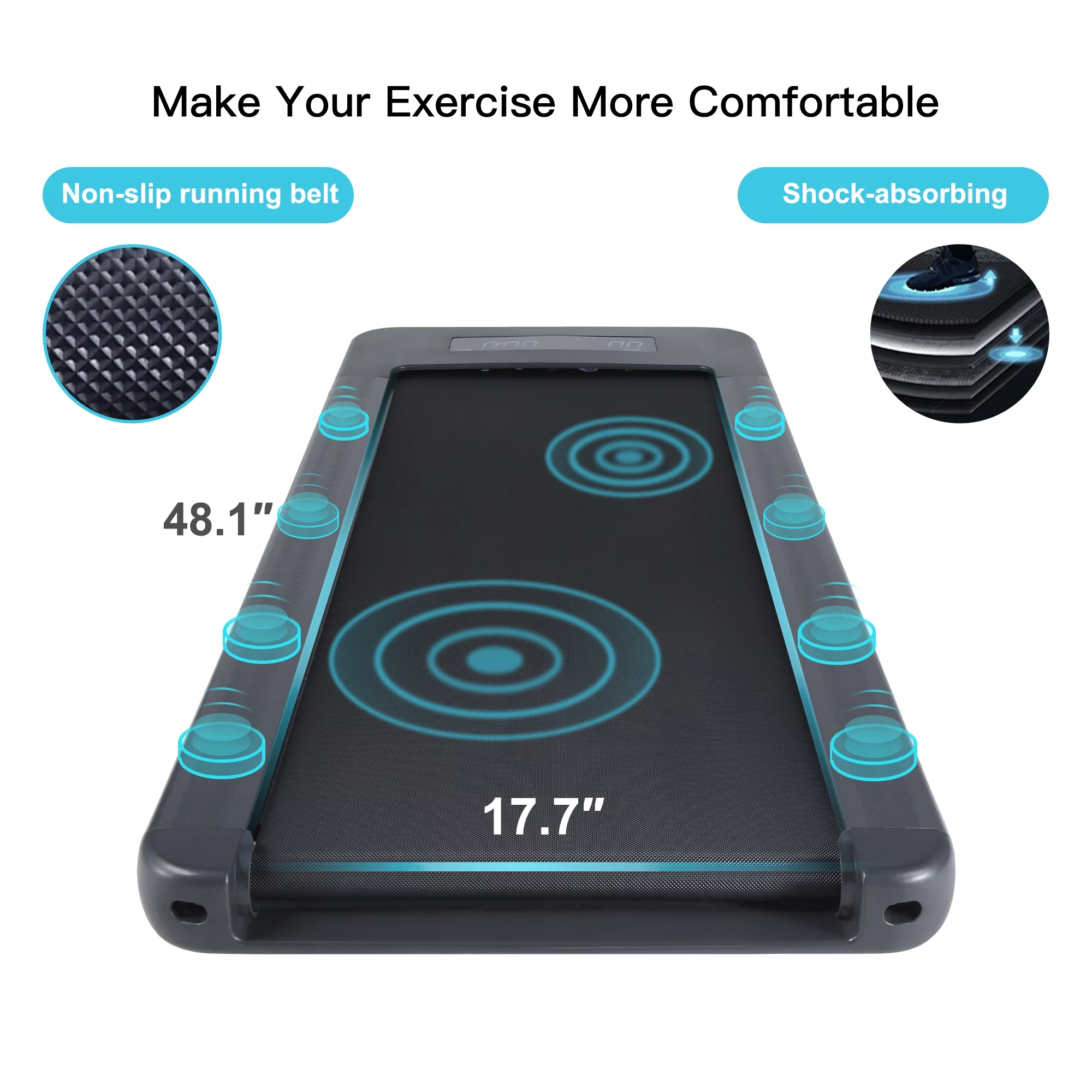 RUNOW Walking Pad, Under Desk Treadmill with 48*17.7 Running Area, Portable Treadmills with LED Display and Remote Control, 1.75HP Installation-Free Walking Pad Treadmill for Home and Office