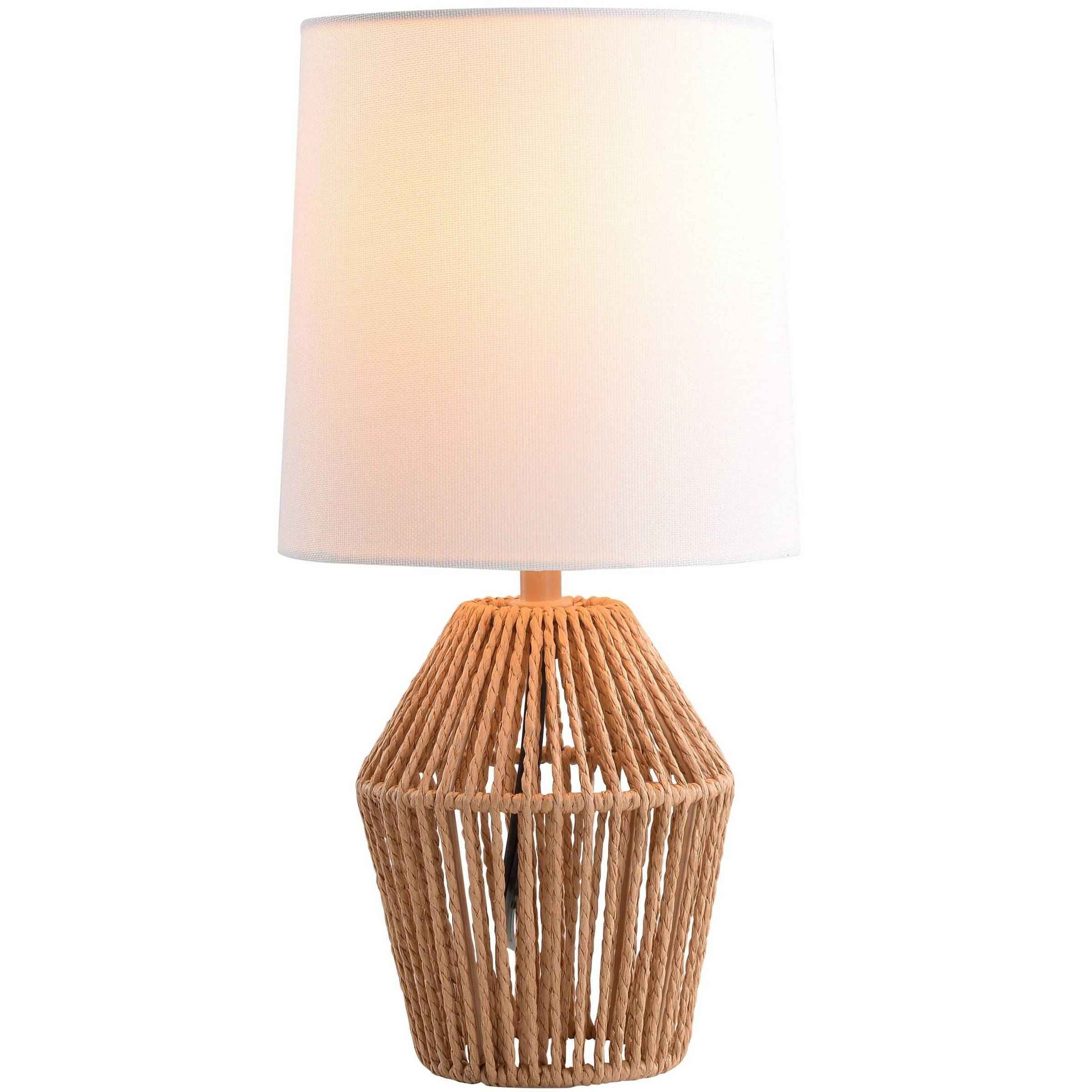 Mainstays Mini Rattan Table Lamp with Shade 12.75″H- Natural Color Finish and Boho Style