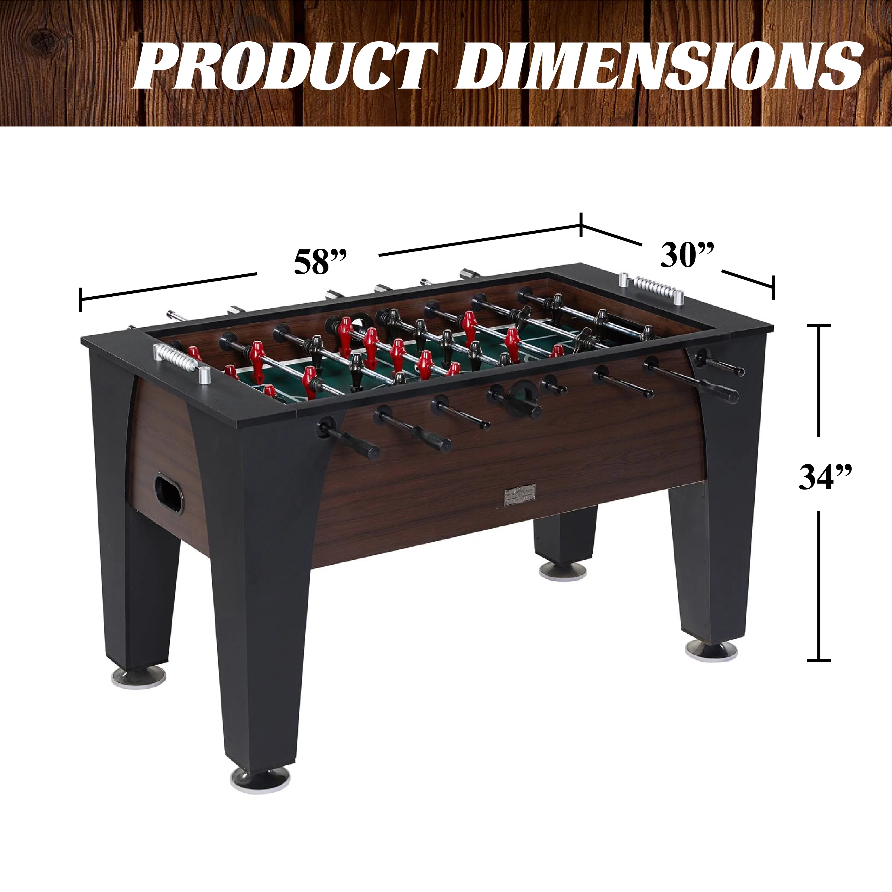 Barrington 58?? Richmond Foosball Table Competition Size, Accessories Included, Brown/Black