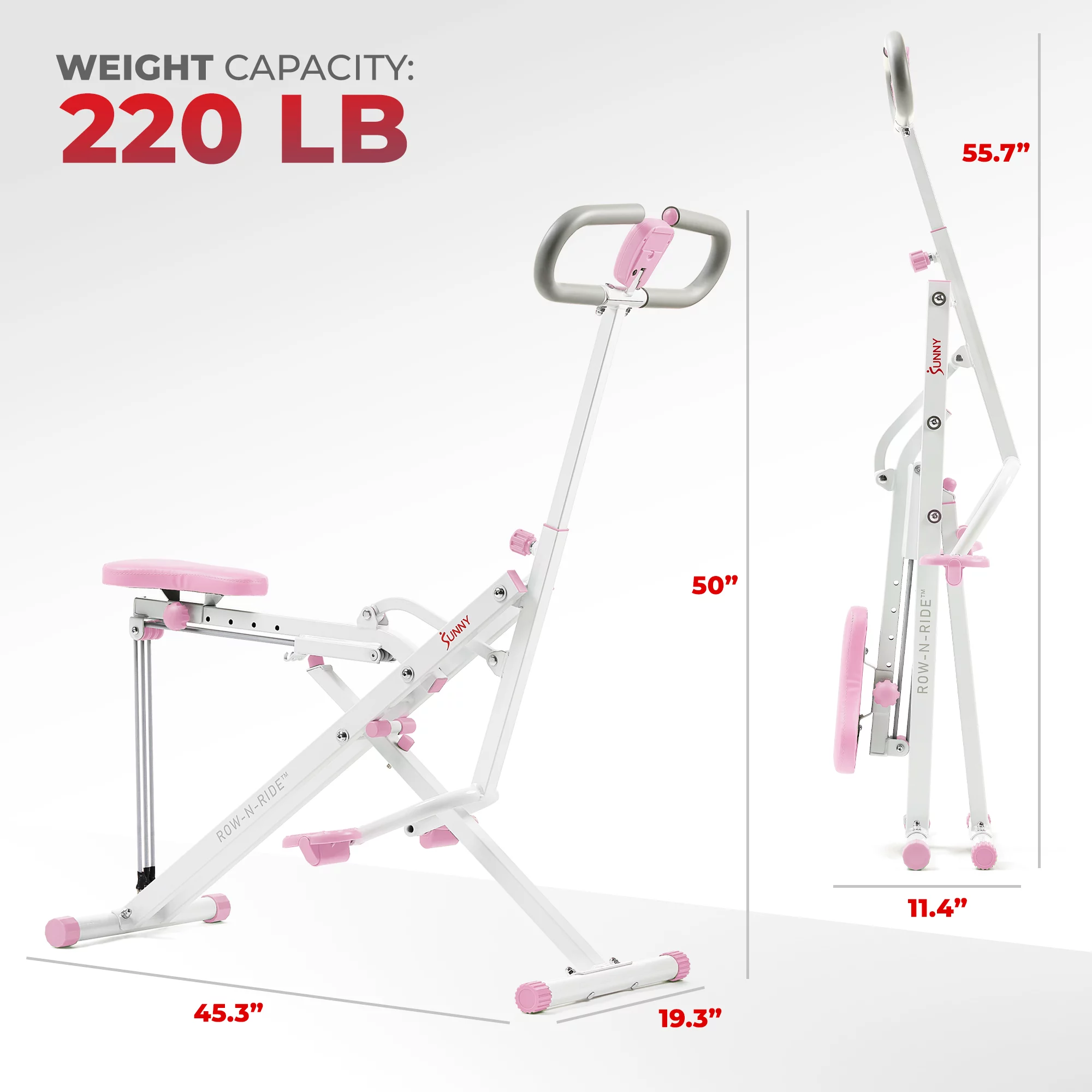 Sunny Health & Fitness Upright Row-N-Ride Exerciser in Pink – P2100