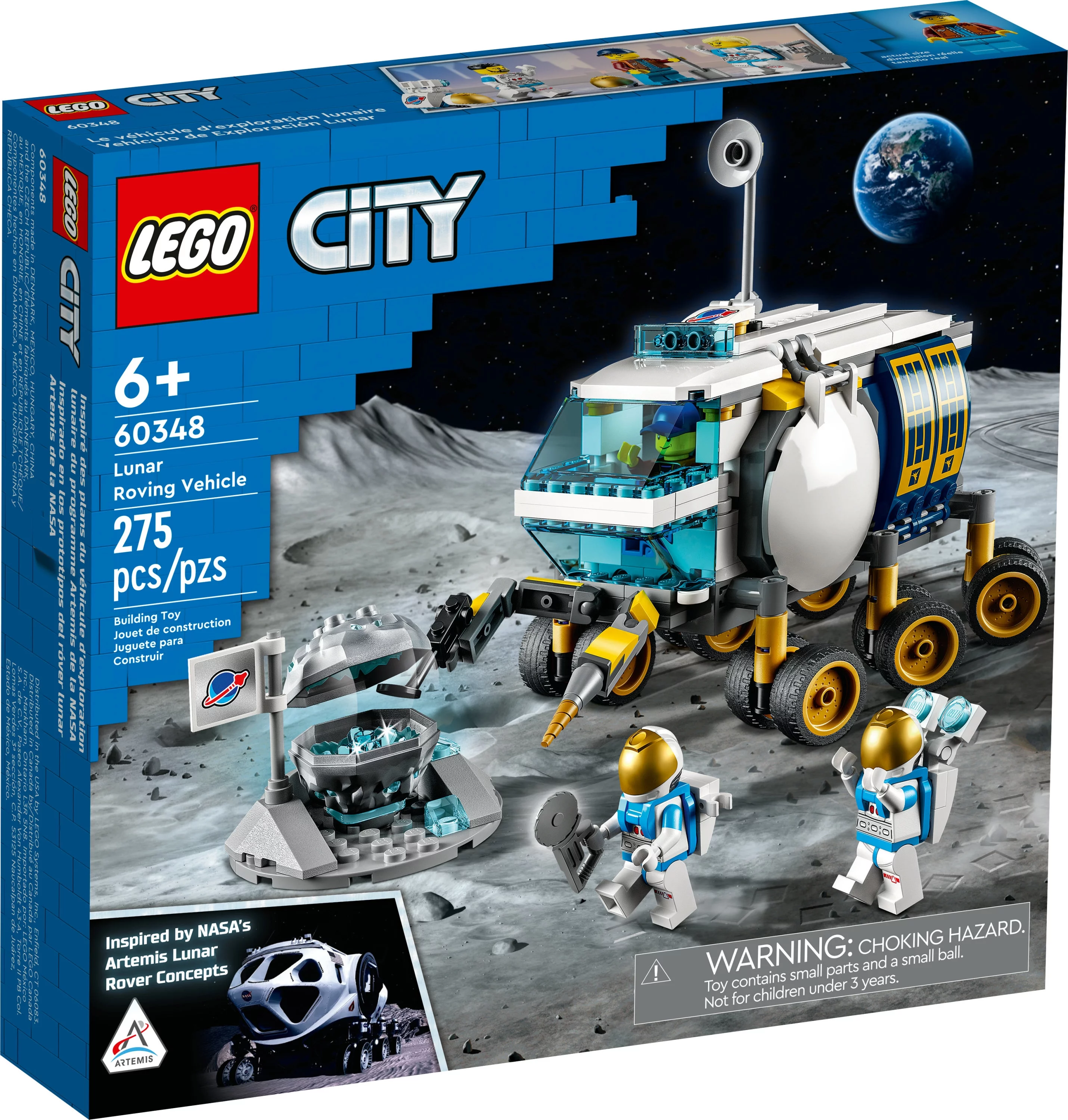 LEGO City Lunar Roving Vehicle 60348 Outer Space Toy, NASA Inspired Set for Kids 6 Plus Years Old with 3 Astronaut Minifigures