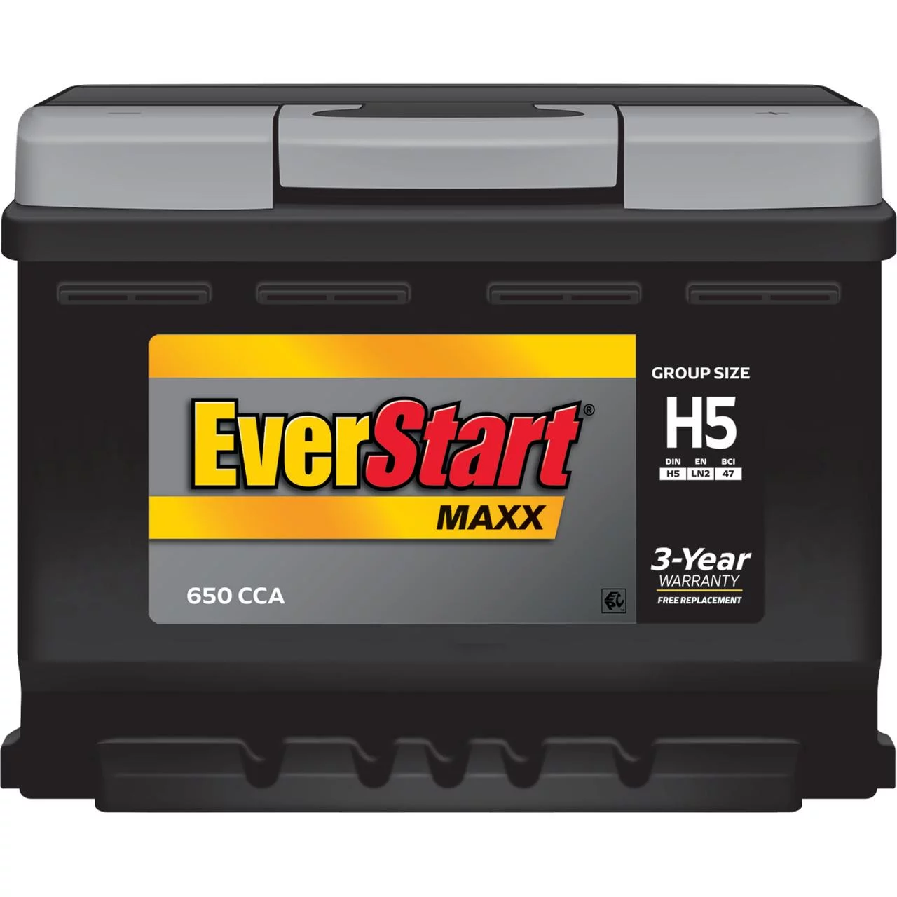 EverStart Maxx Lead Acid Automotive Battery, Group Size H5 / LN2 / 47 12 Volt, 650 CCA