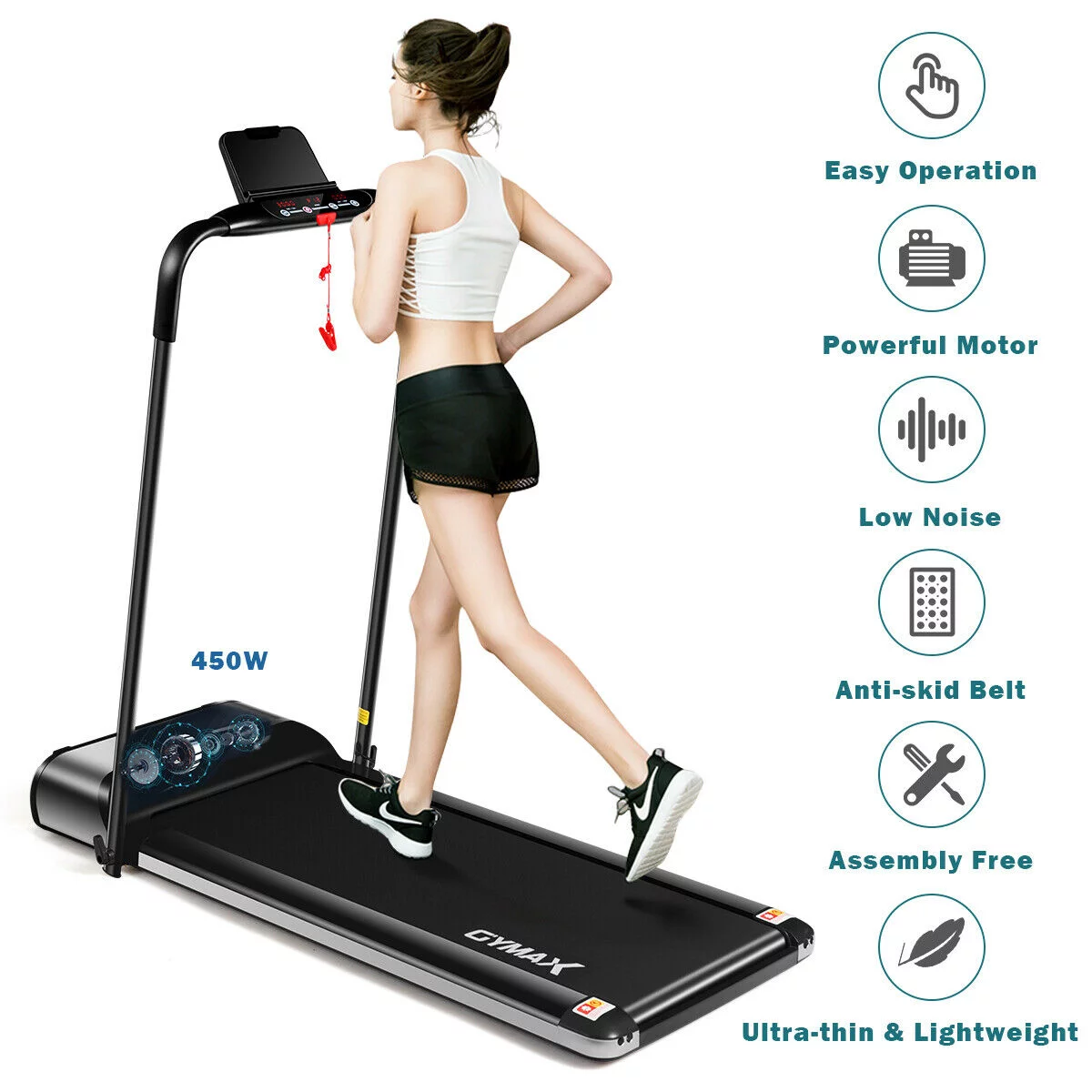 Gymax 450W Ultra-thin Electric Folding Treadmill Motorized Running Jogging Machine