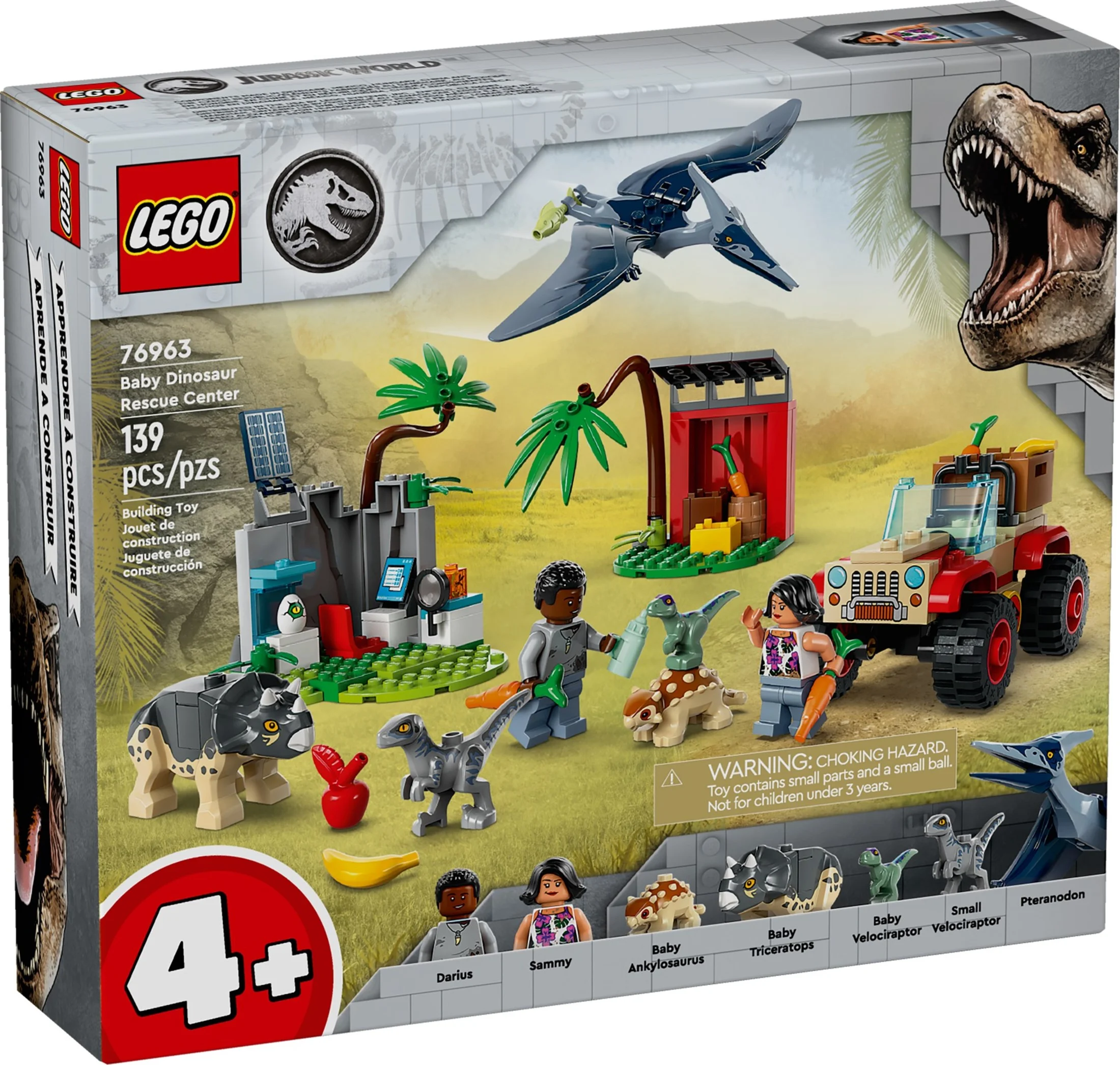 LEGO Jurassic World Baby Dinosaur Rescue Center, Building Set for Kids with a Toy Car and 5 Dinosaur Figures including a Triceratops and Velociraptor, Dinosaur Toy for Boys and Girls Ages 4+, 76963