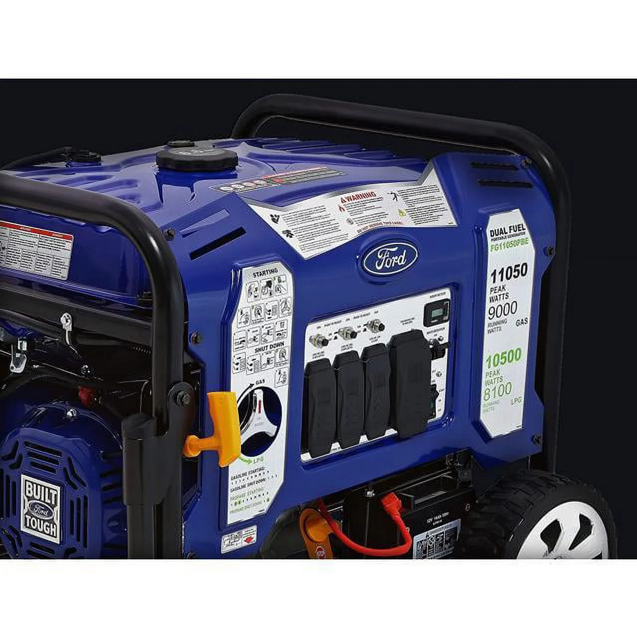 Ford, 11050W Dual Fuel Portable Switch & Go Technology and Electric Start FG11050PBE-A Generator, Blue