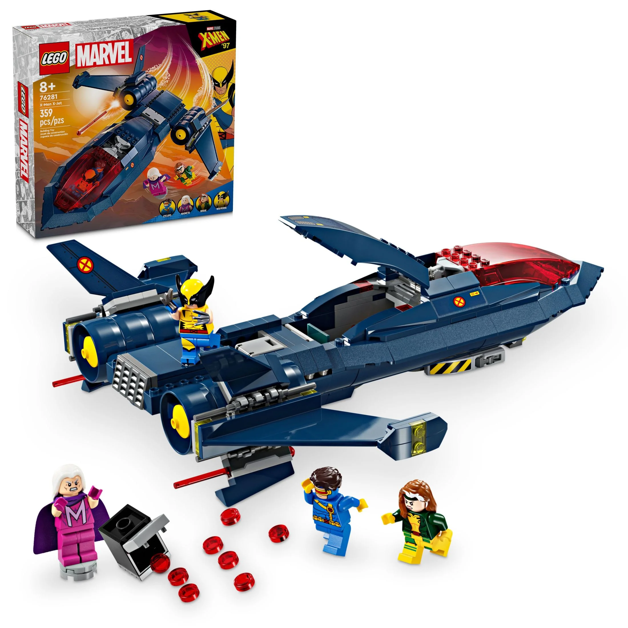 LEGO Marvel X-Men X-Jet Toy Plane Model Building Kit, Disney Plus Inspired X-Men Building Toy for Kids with 4 Marvel Minifigures, Gift for Marvel Fans, Boys and Girls Ages 8 and Up, 76281