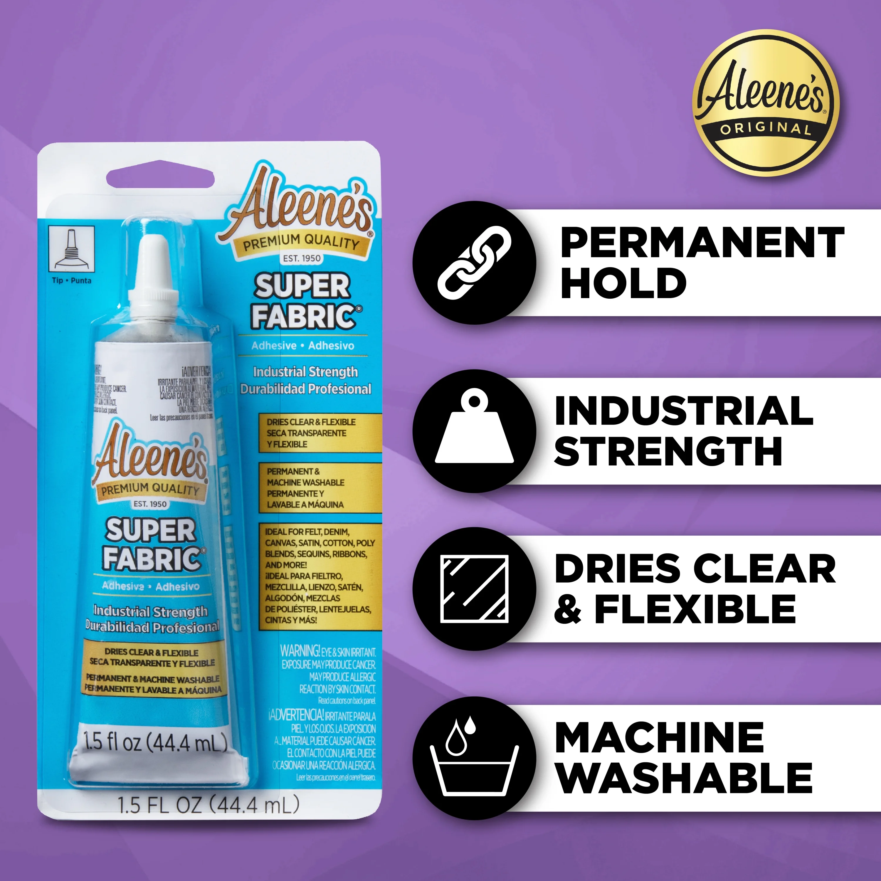 Aleene’s Super Fabric Adhesive 1.5 fl oz, Fast Drying, Clear Permanent Fabric Adhesive